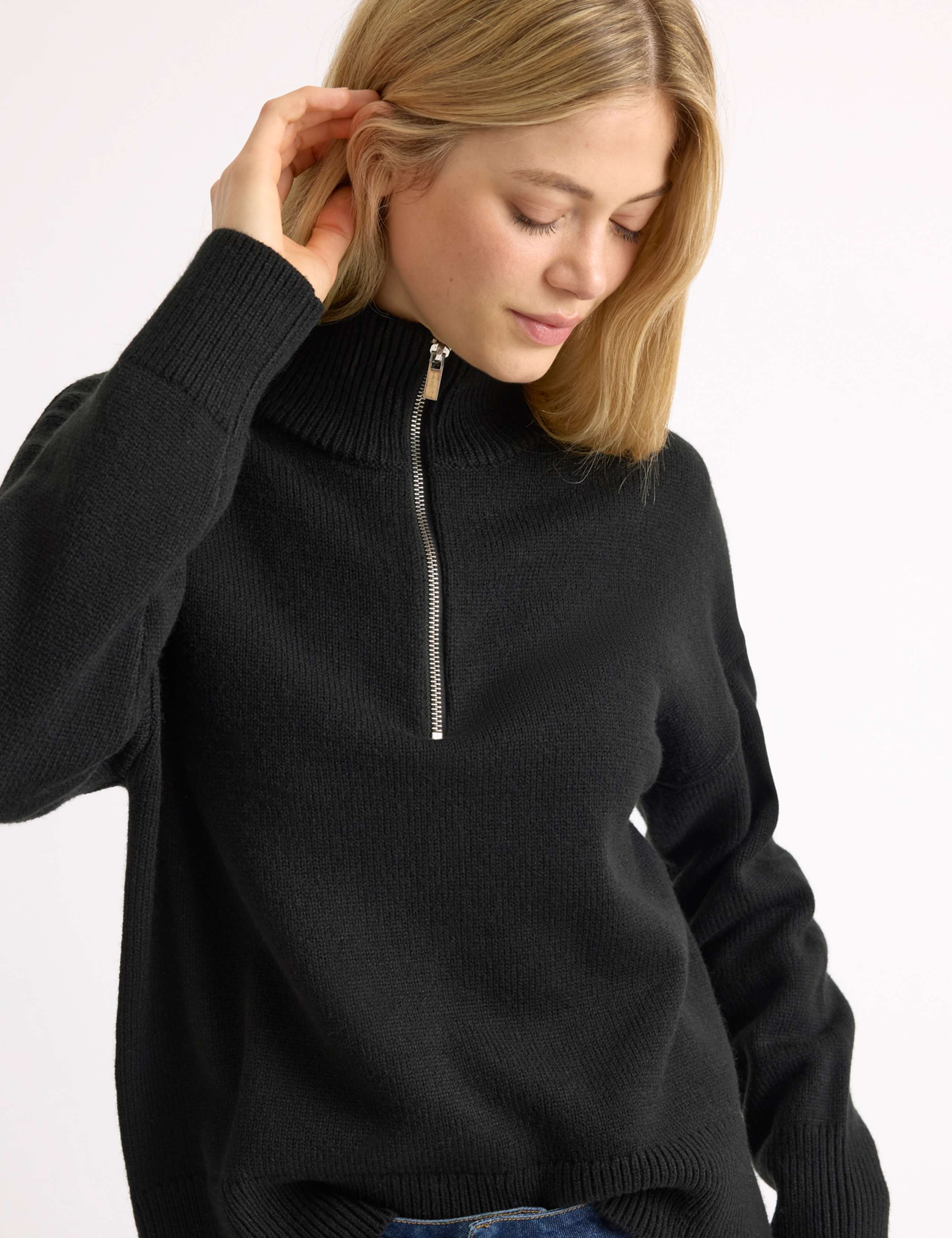 Funnel Neck Half Zip Jumper with Wool 5 of 5