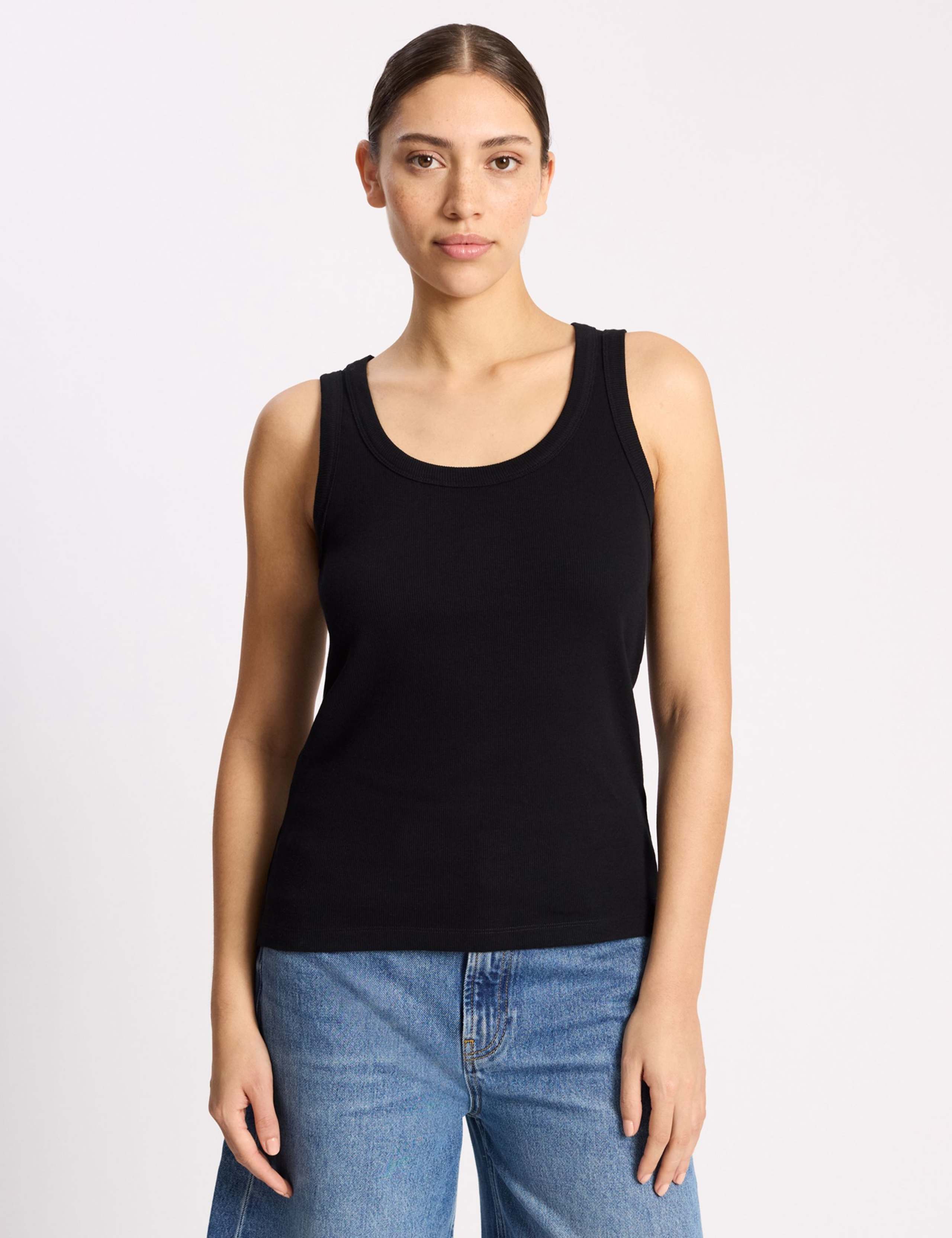 Cotton Rich Ribbed Scoop Neck Vest 1 of 4