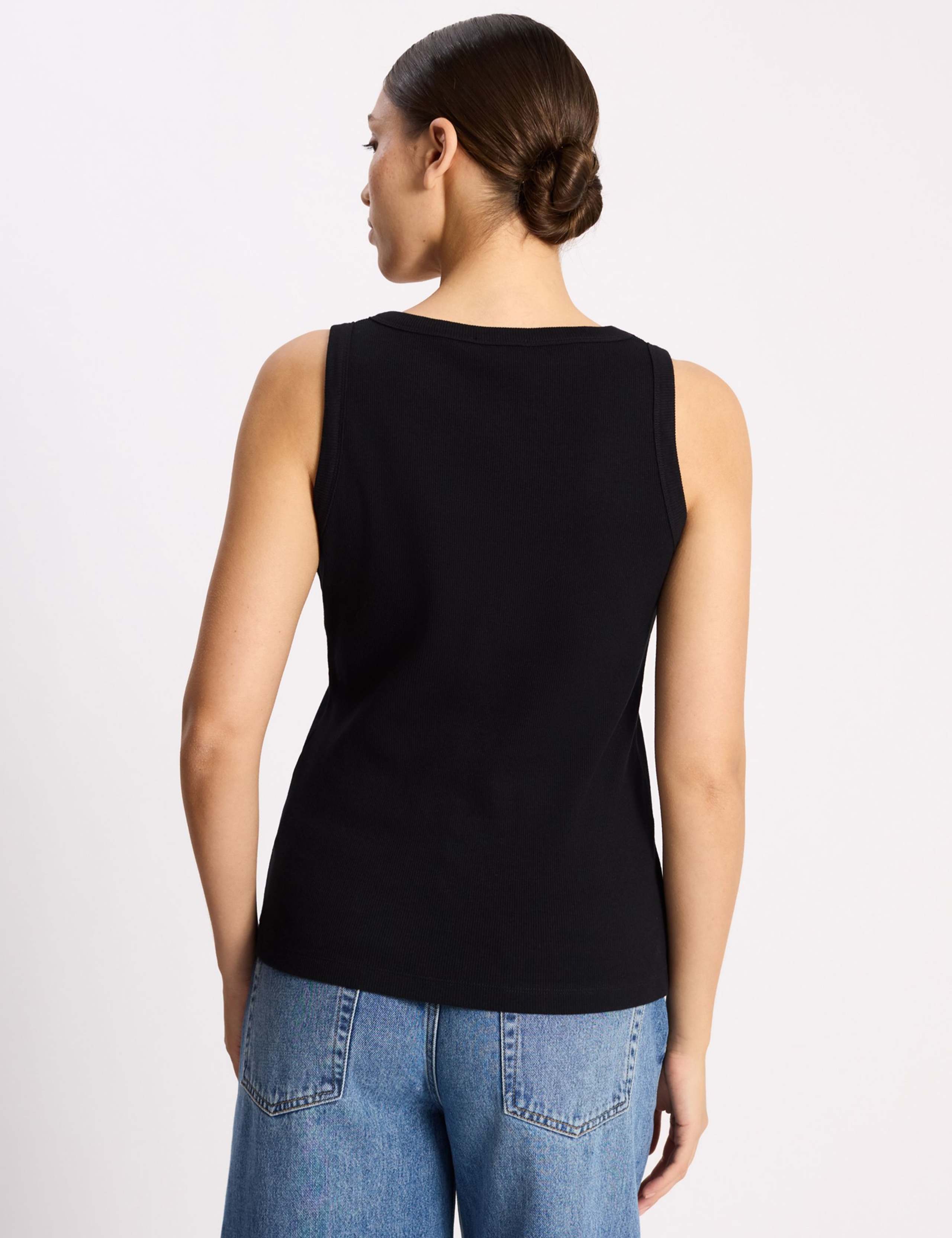 Cotton Rich Ribbed Scoop Neck Vest 3 of 4