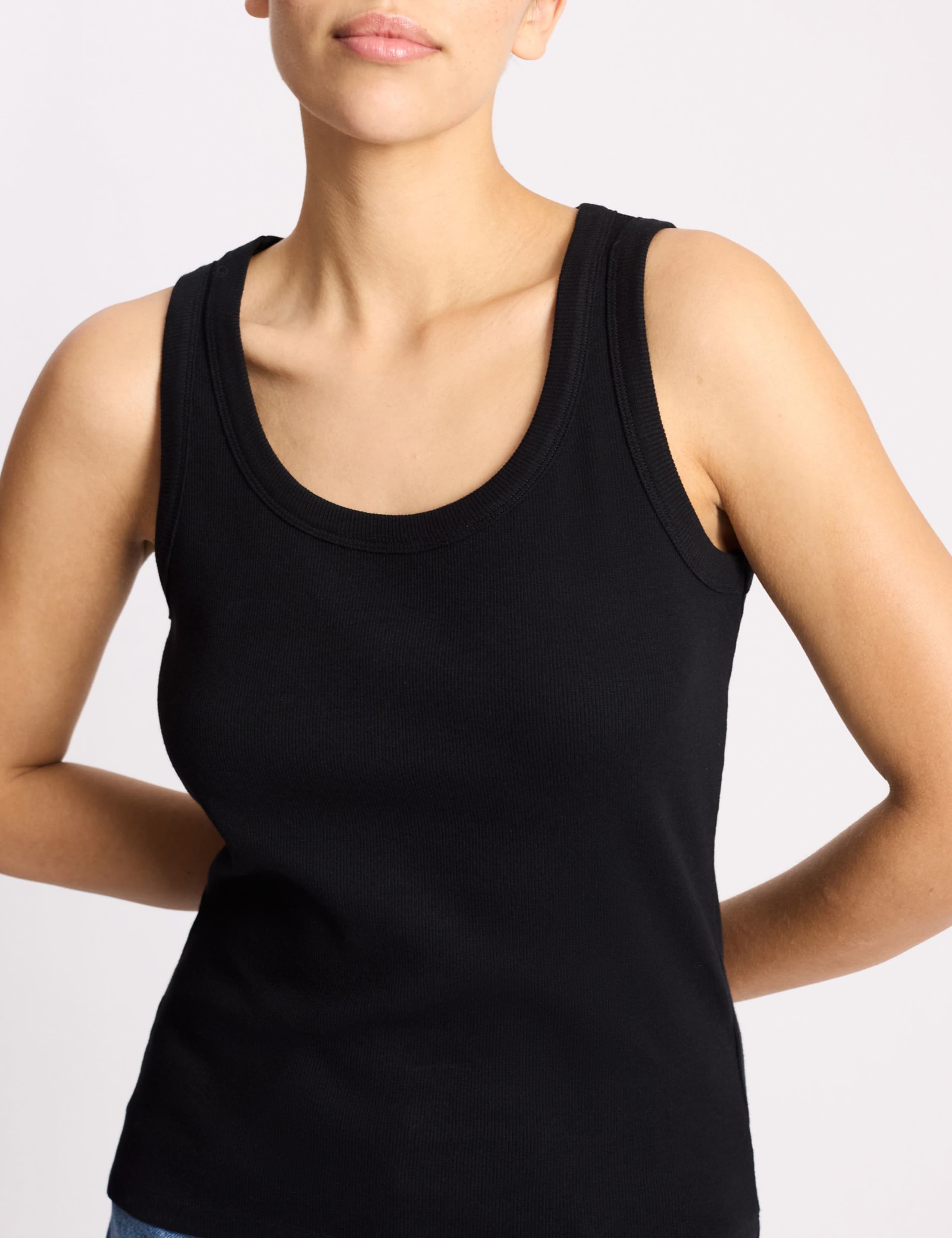 Cotton Rich Ribbed Scoop Neck Vest 4 of 4