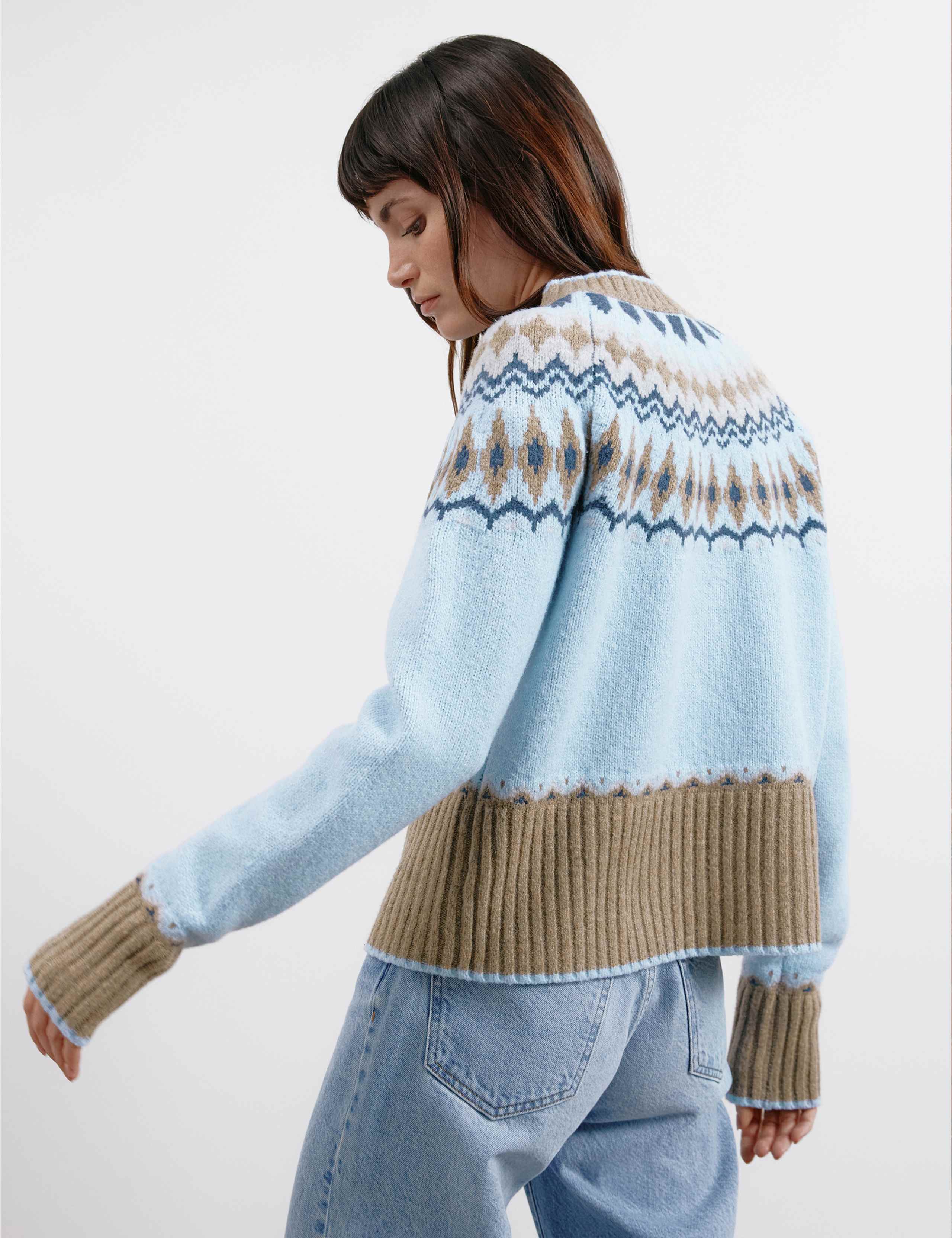 Northern Isles★バージンウール100%/長袖カーディガン【38/レディースM/アイボリー/ivory】アラン模様/cardigan/Jacket/Vintage◆cBH468 Vintage Northern Isles Womens Cardigan Sweater Sz L Ivory