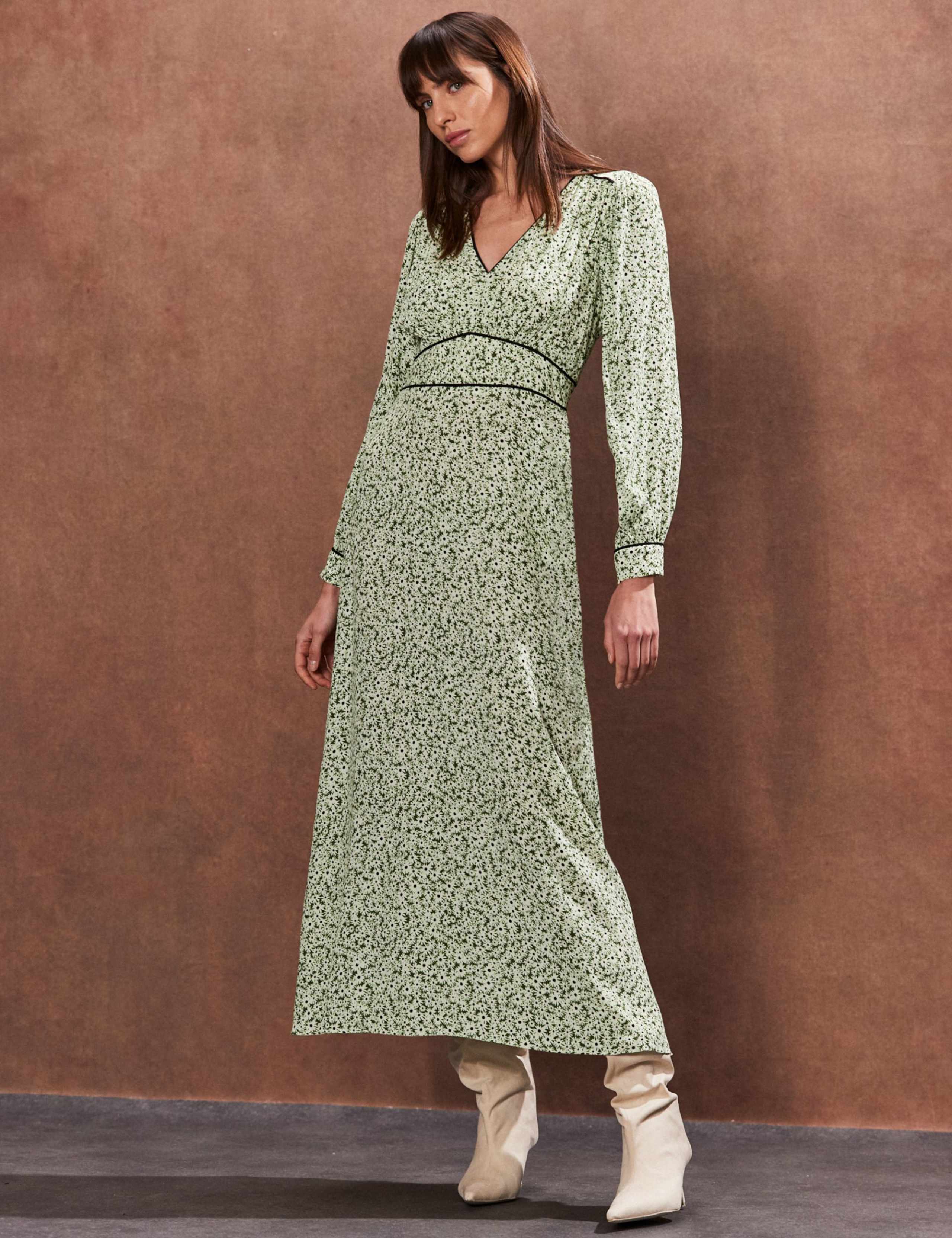 Ditsy Floral V-Neck Midaxi Waisted Dress 2 of 4
