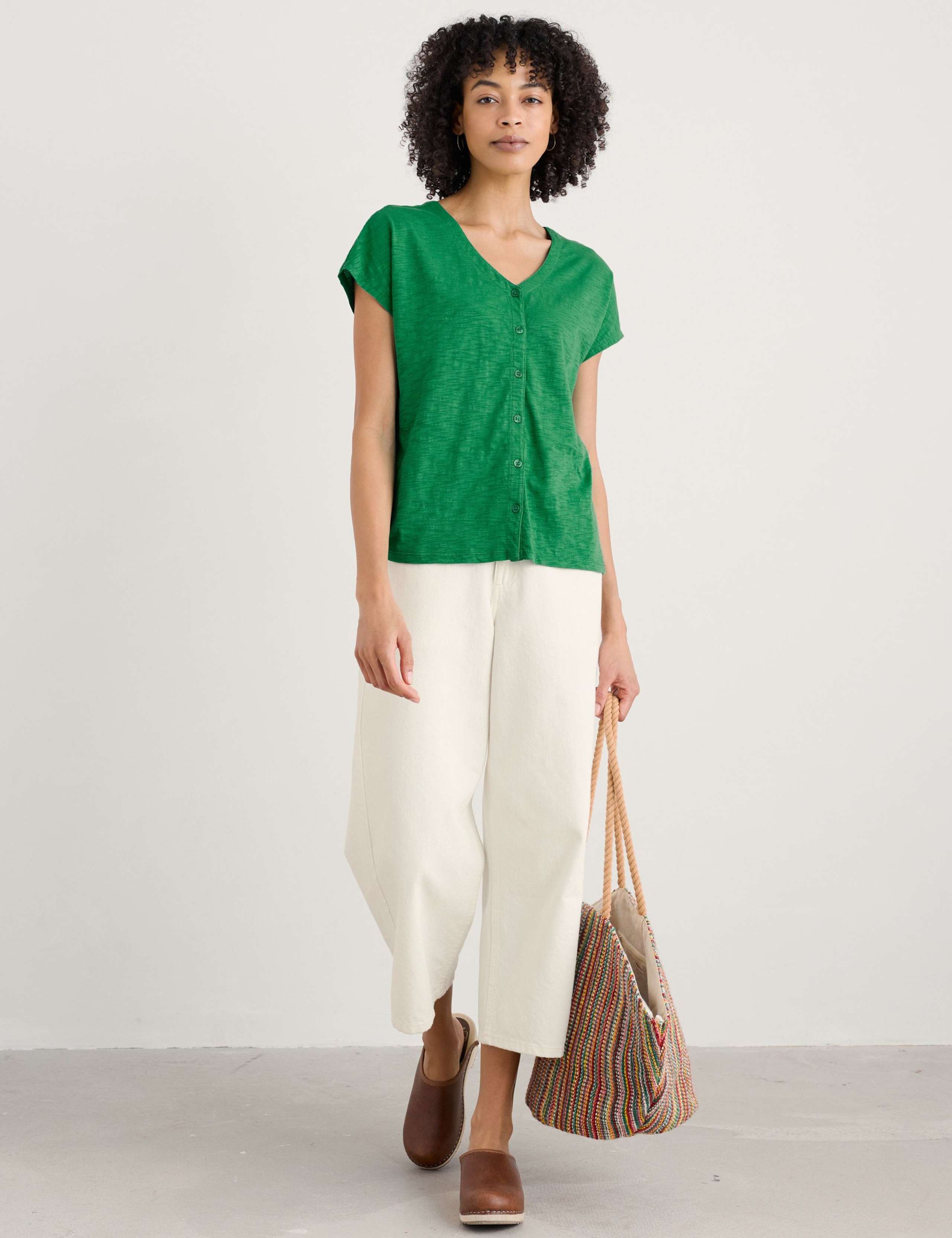 Pure Cotton Jersey V-Neck Top 3 of 4
