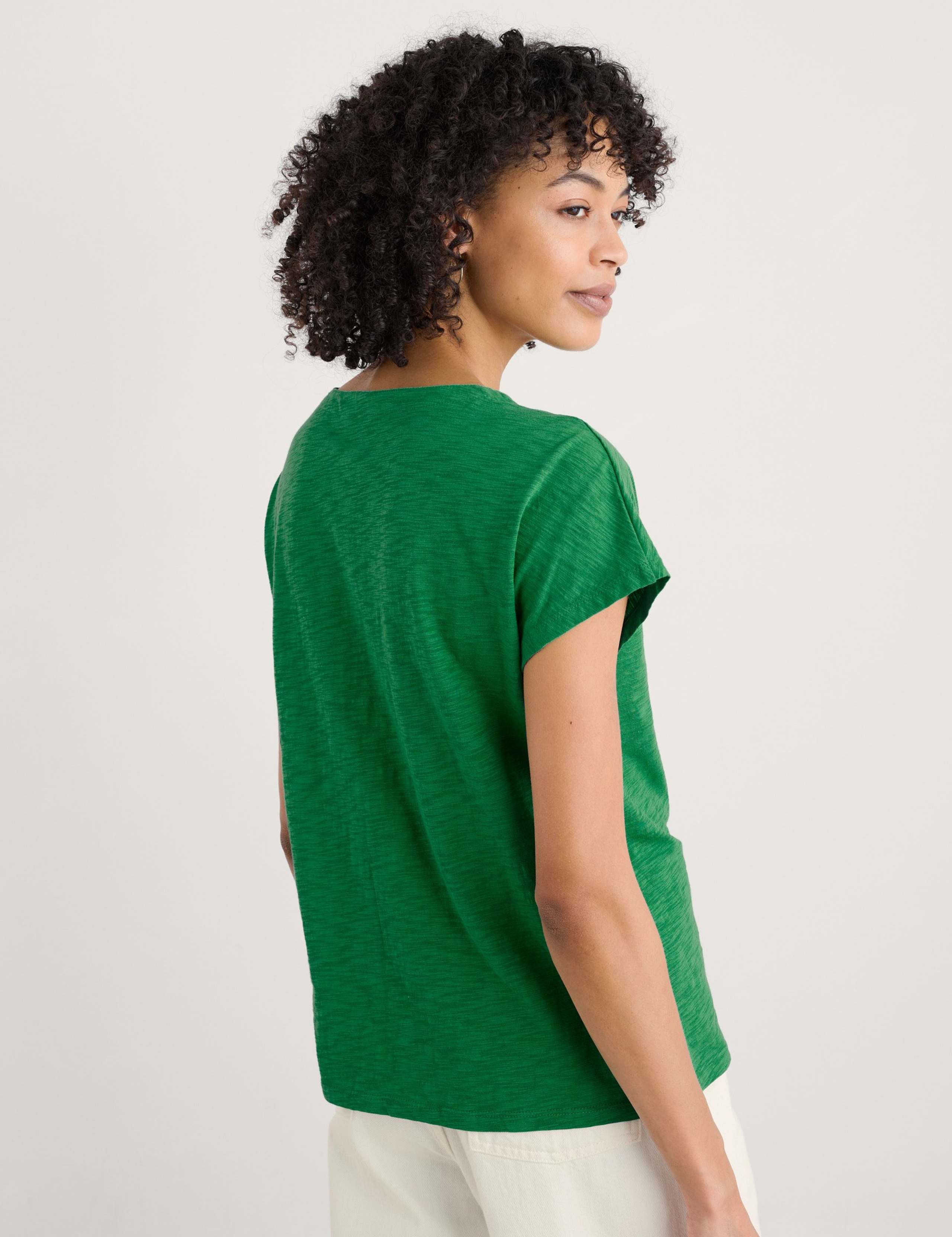 Pure Cotton Jersey V-Neck Top 4 of 4