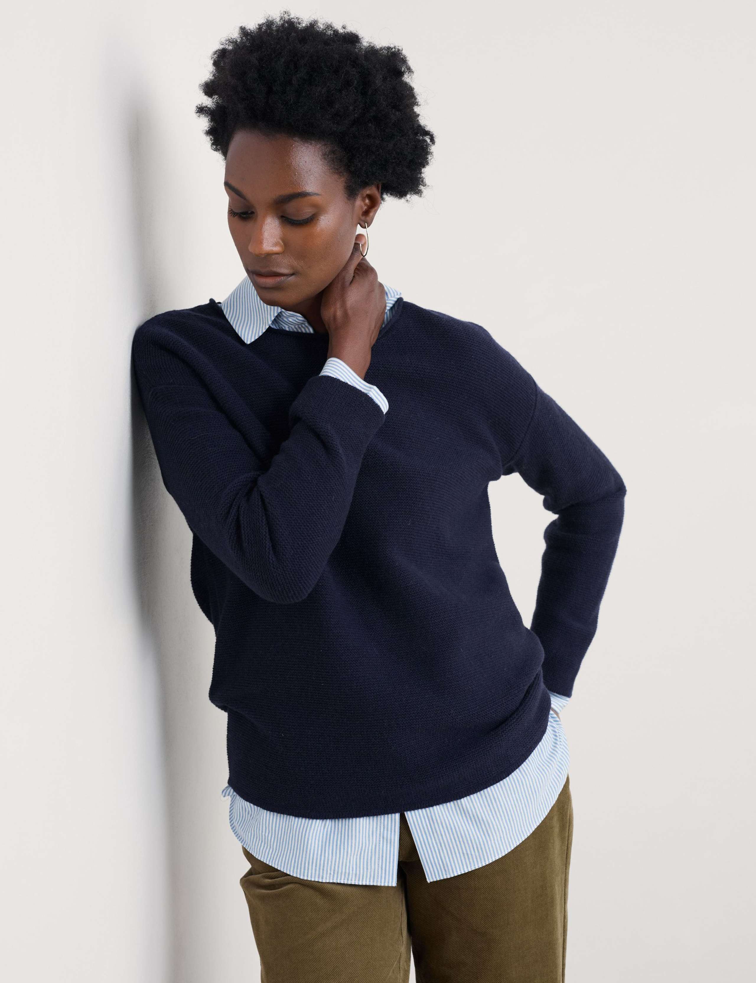 Merino Wool Rich Slash Neck Oversized Jumper 1 of 5