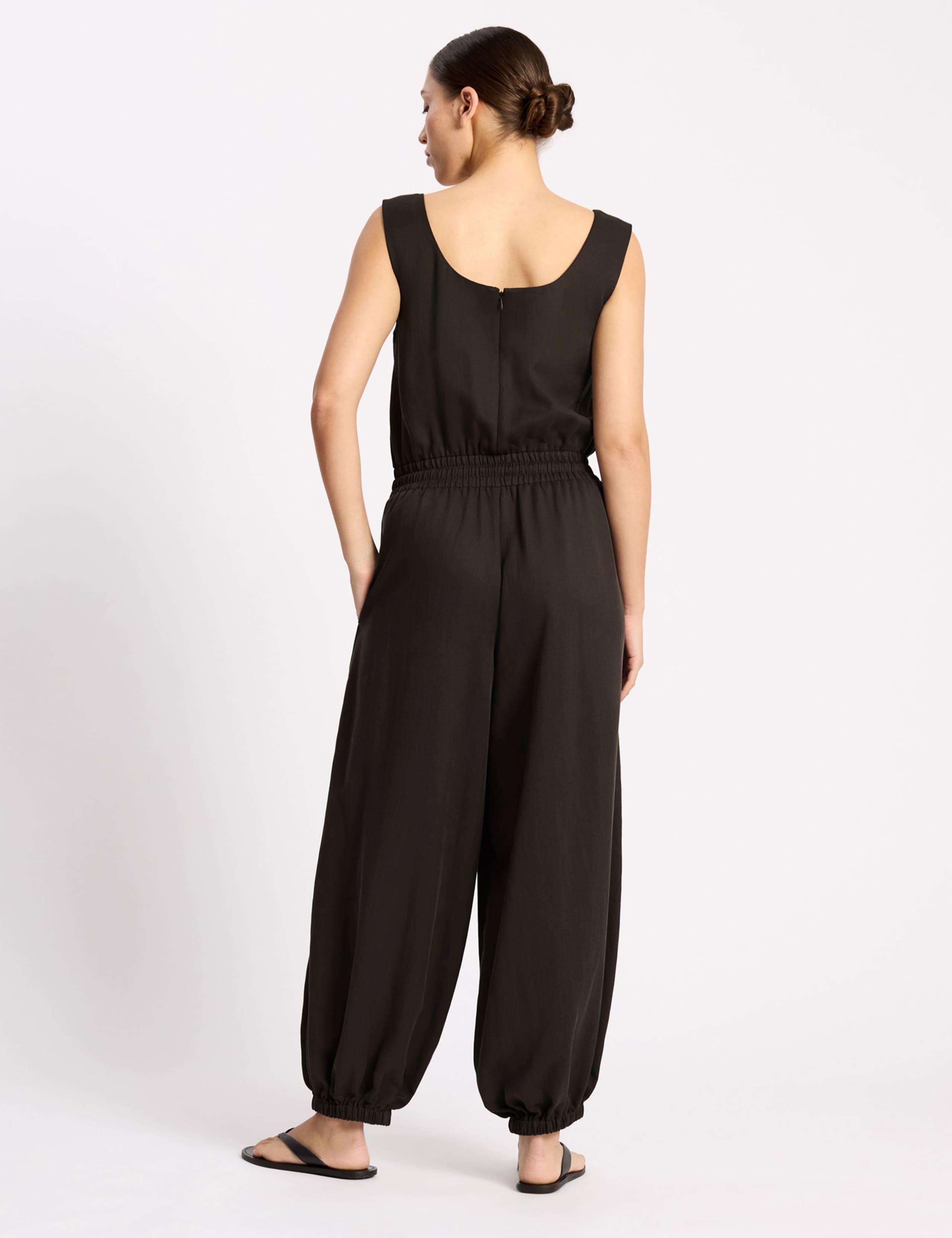 Lyocell Rich Sleeveless Balloon Leg Jumpsuit 3 of 4