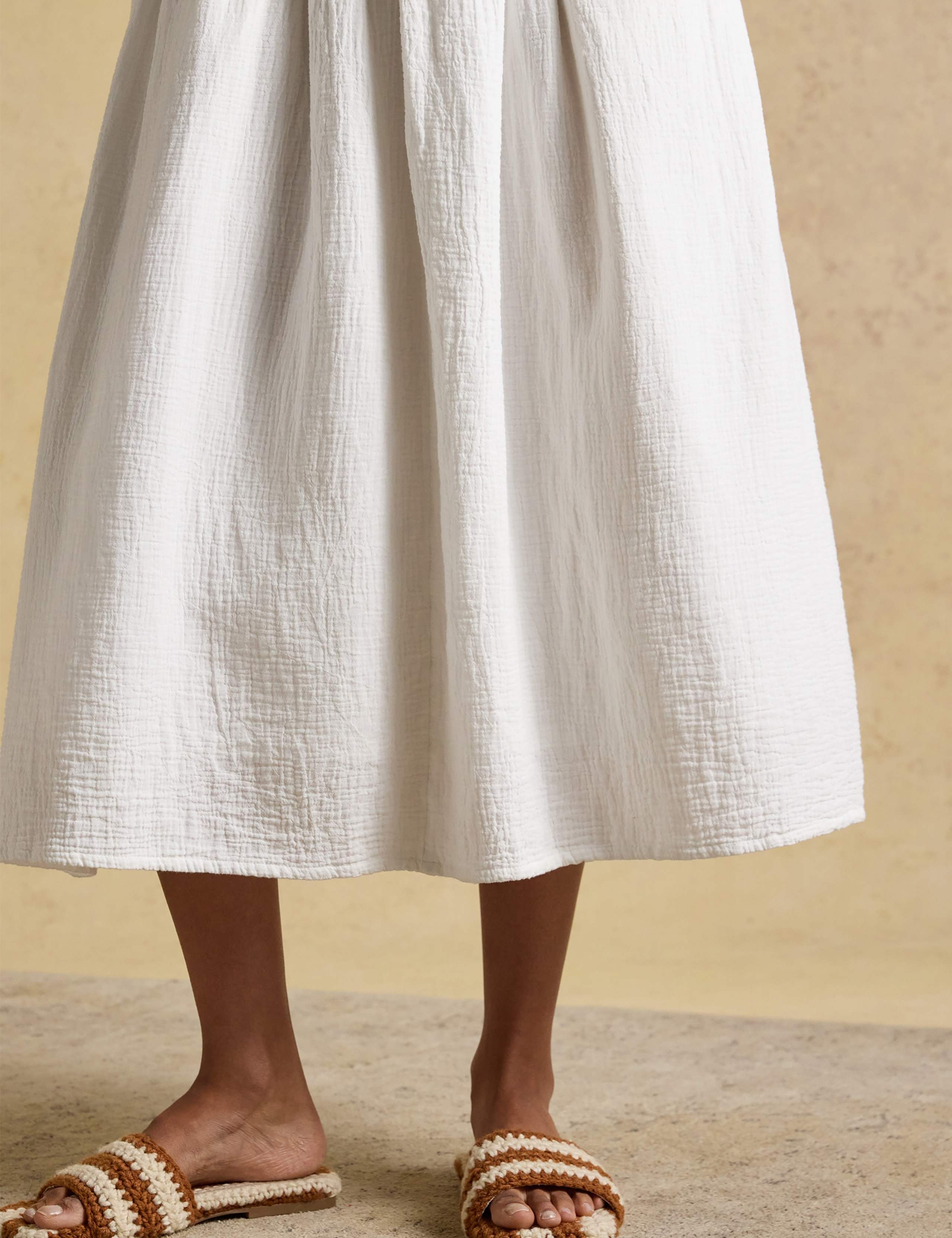 Pure Cotton Double Cloth Midi Shirred Dress 7 of 9