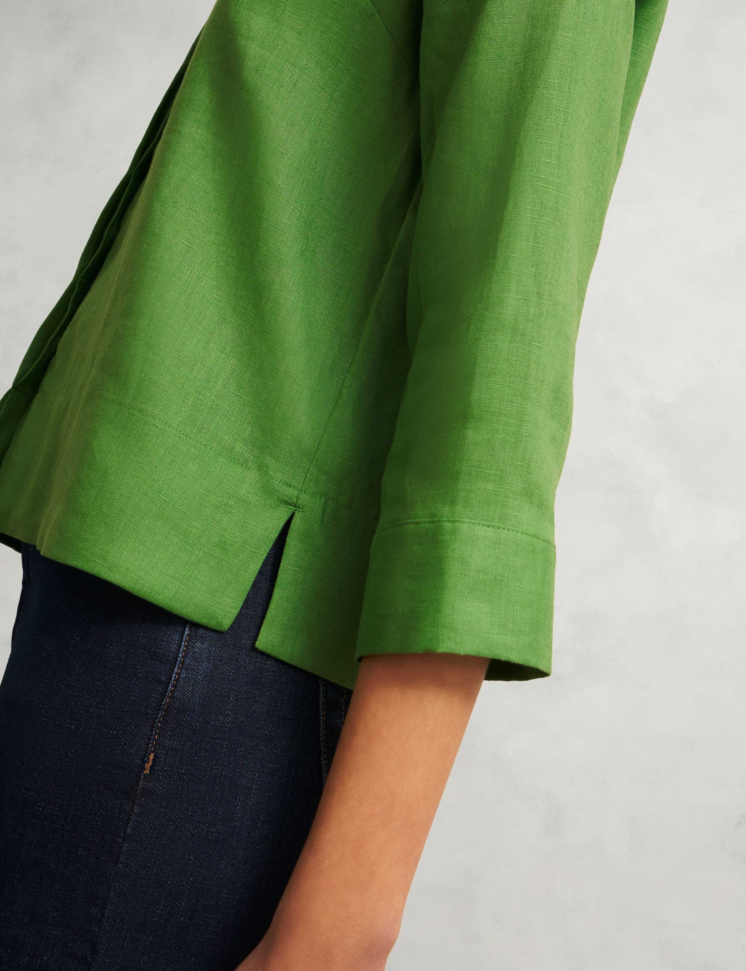 Pure Linen Collared 3/4 Sleeve Shirt 6 of 6