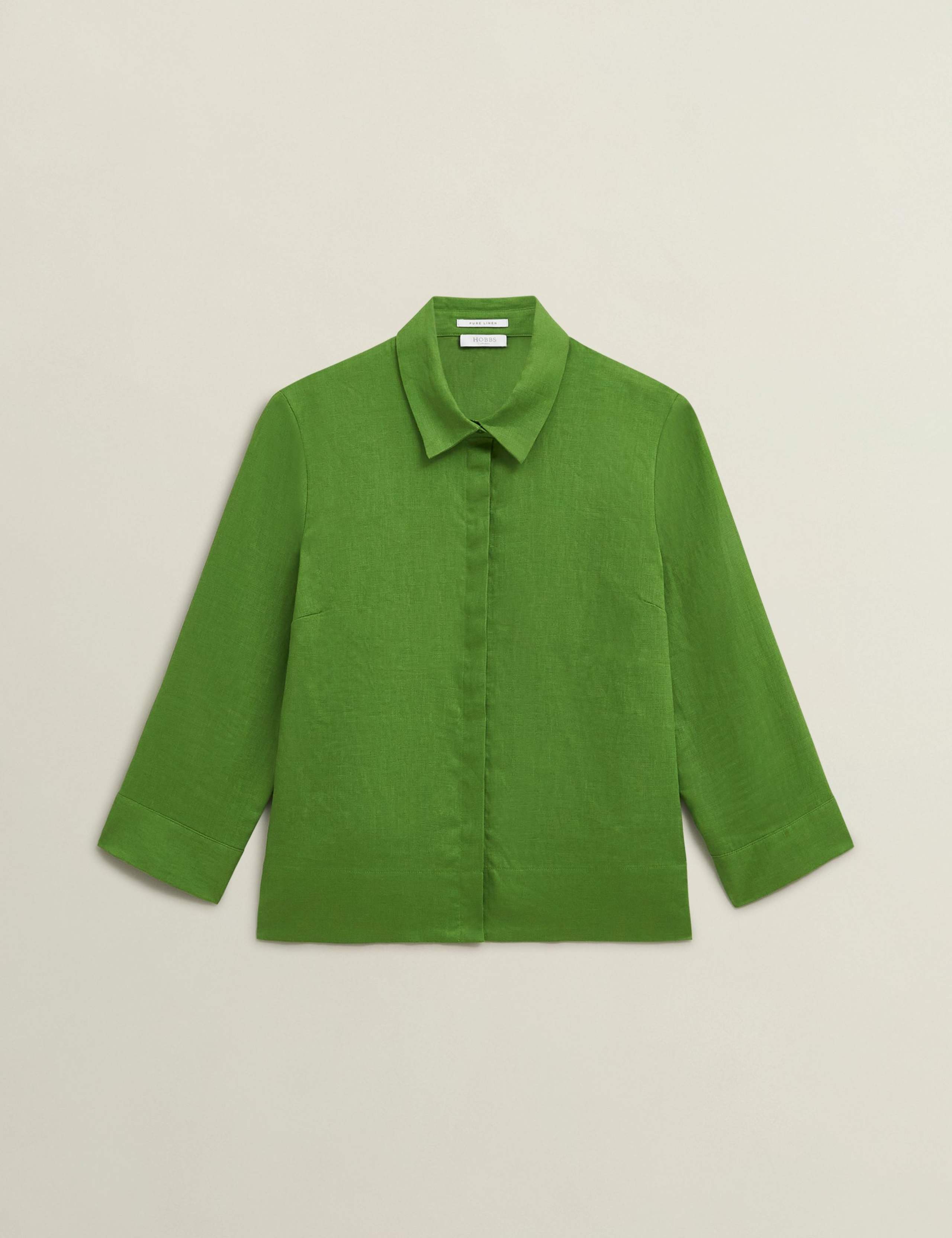 Pure Linen Collared 3/4 Sleeve Shirt 2 of 6