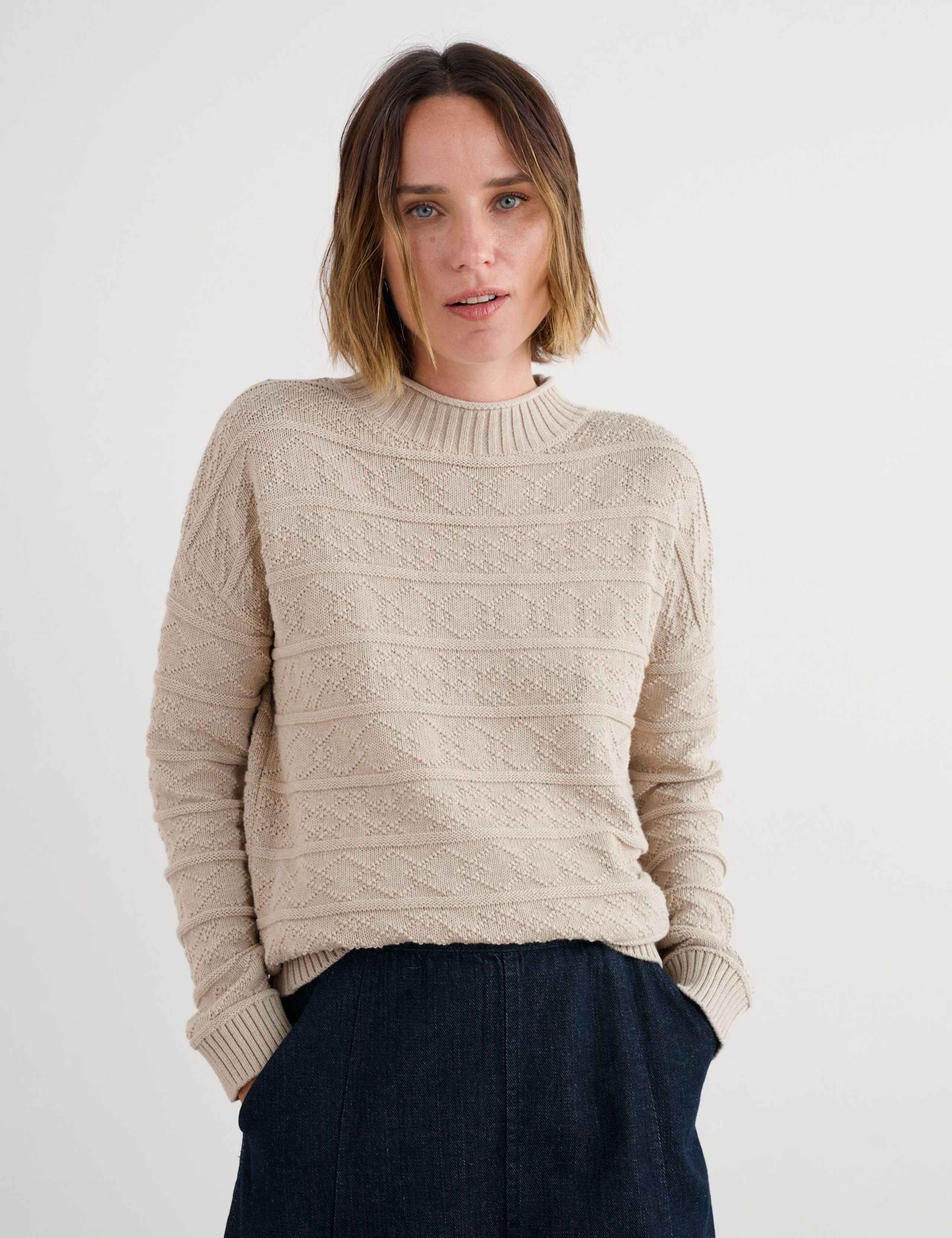 Pure Cotton Cable Knit Crew Neck Relaxed Fit Jumper 3 of 5