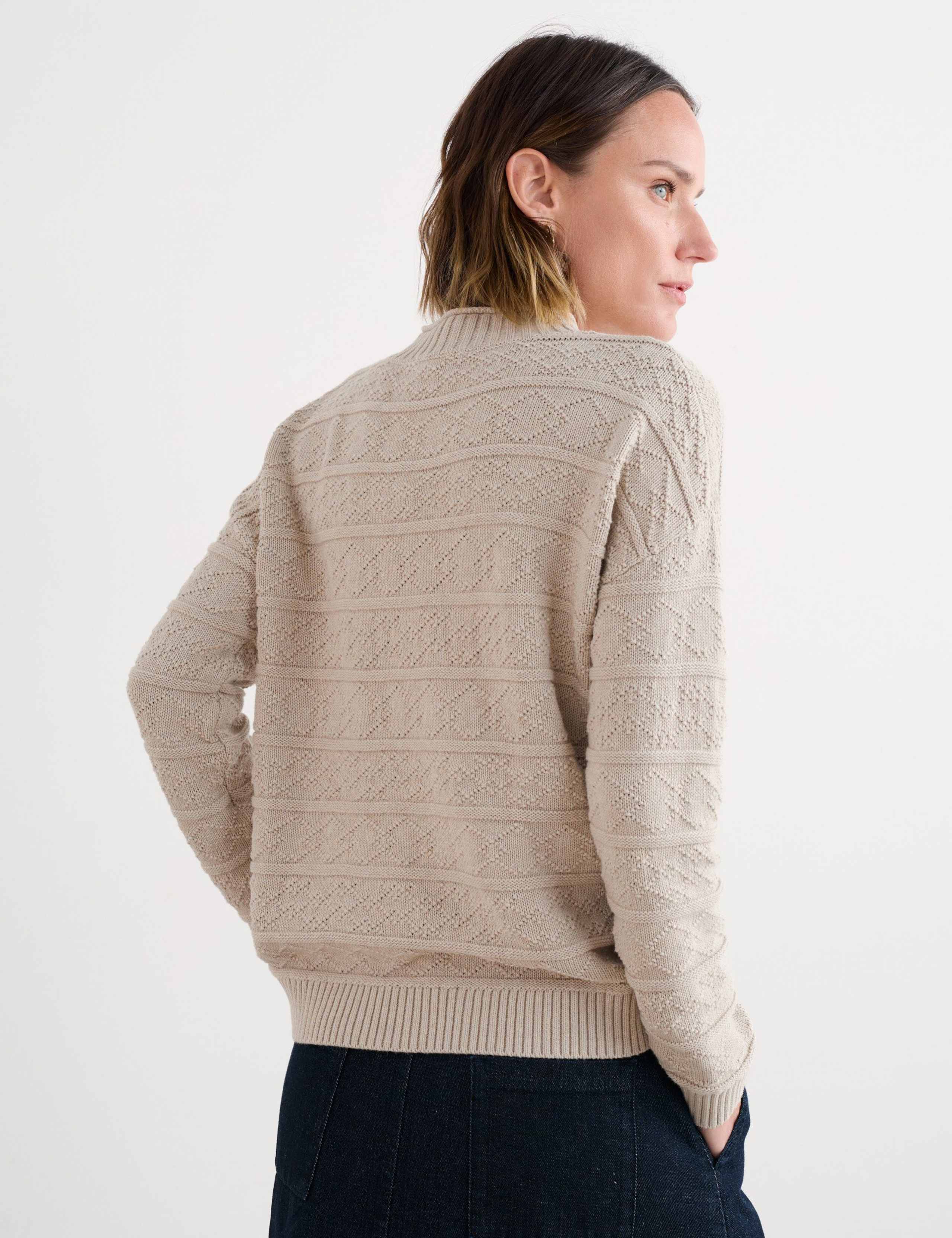 Pure Cotton Cable Knit Crew Neck Relaxed Fit Jumper 4 of 5