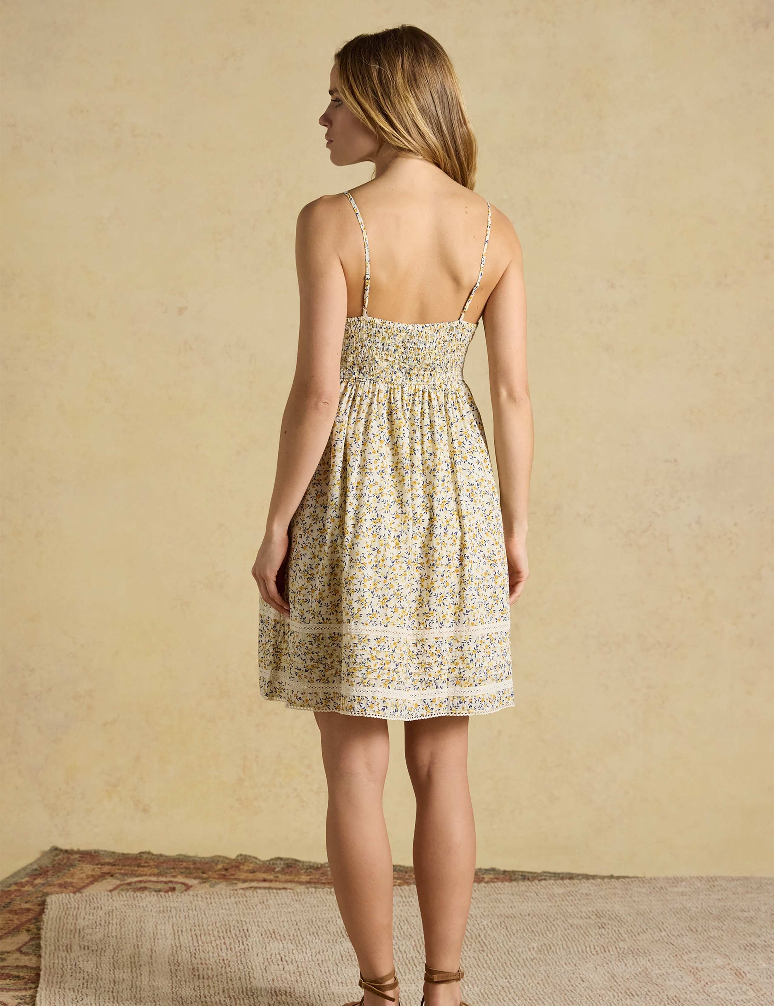 Pure Cotton Ditsy Floral Strappy Skater Dress 3 of 8