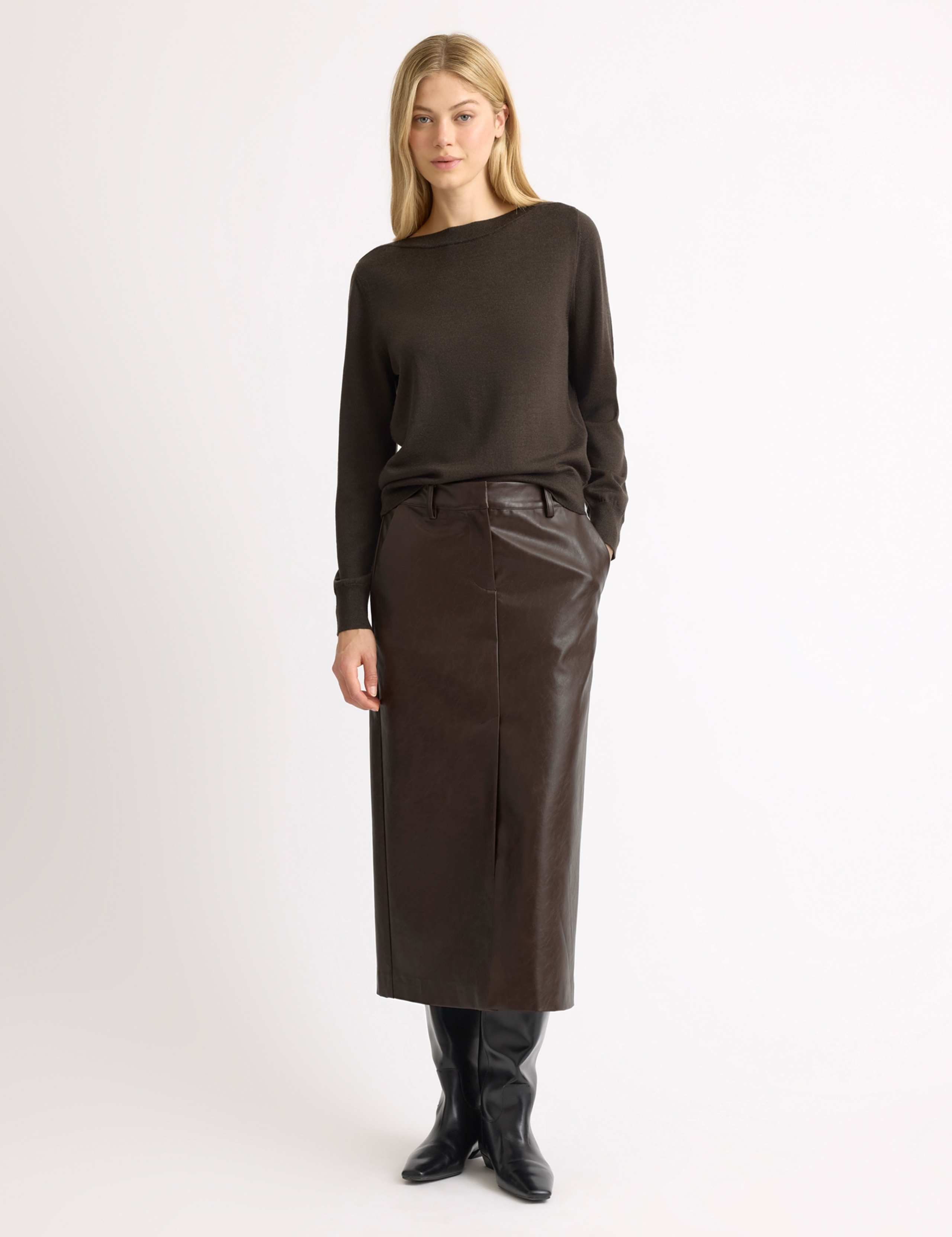 Pure Merino Wool Slash Neck Jumper 4 of 5
