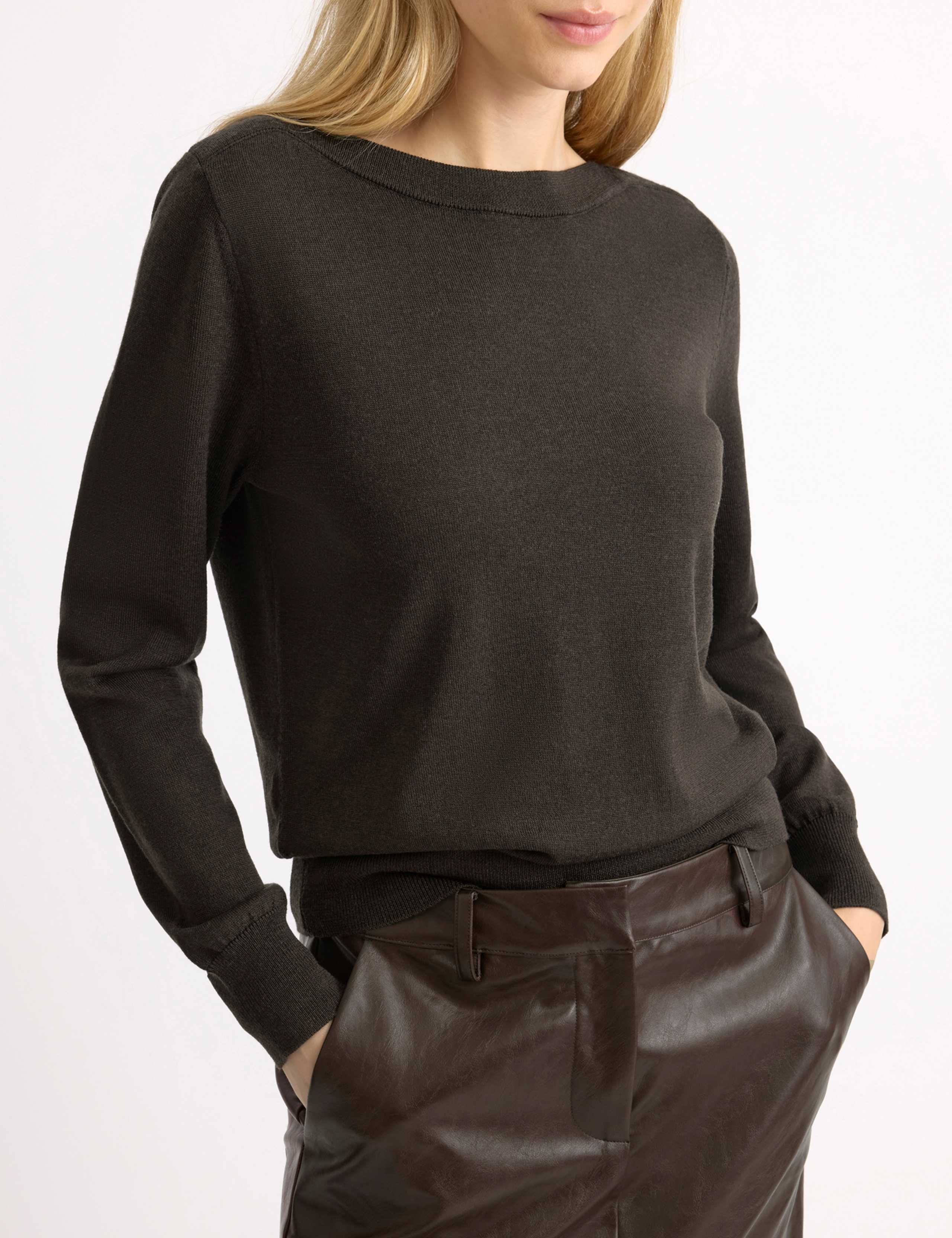 Pure Merino Wool Slash Neck Jumper 5 of 5
