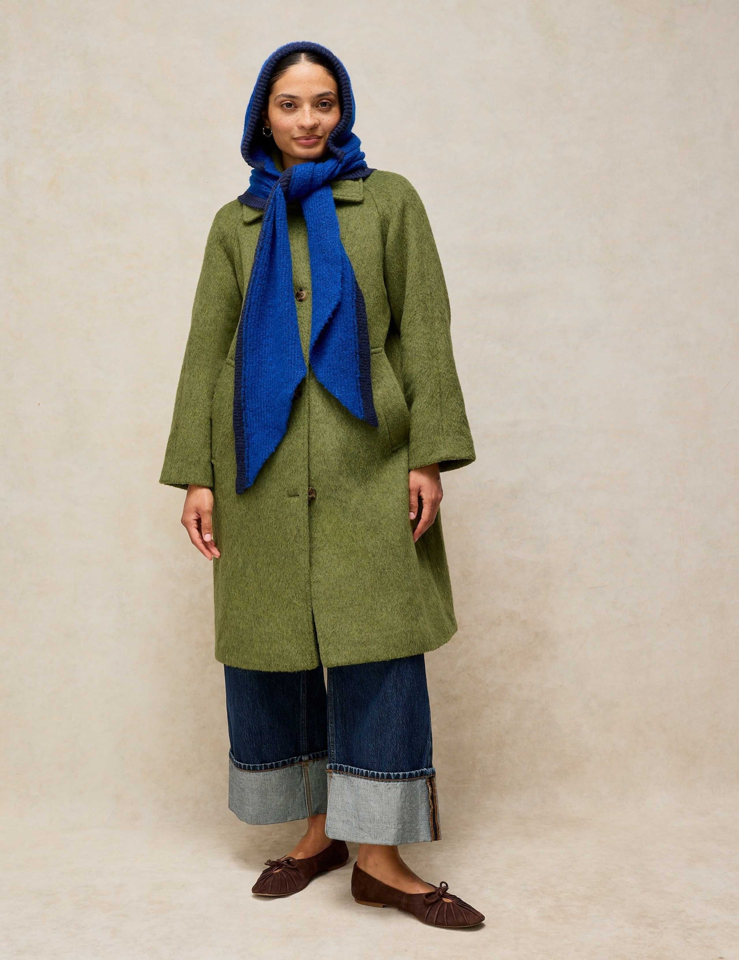 Wool Blend Textured Collared Coat 3 of 7