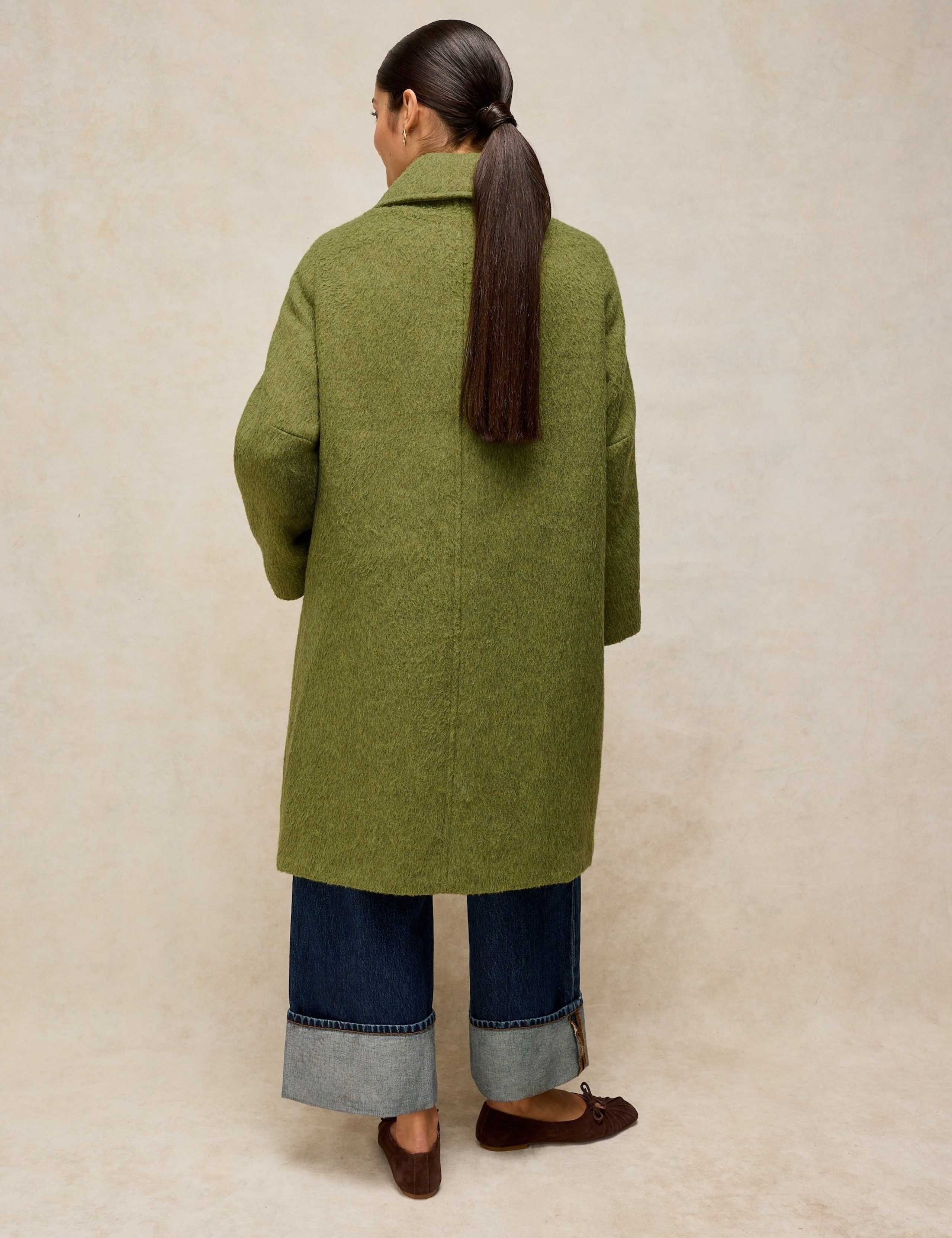 Wool Blend Textured Collared Coat 4 of 7