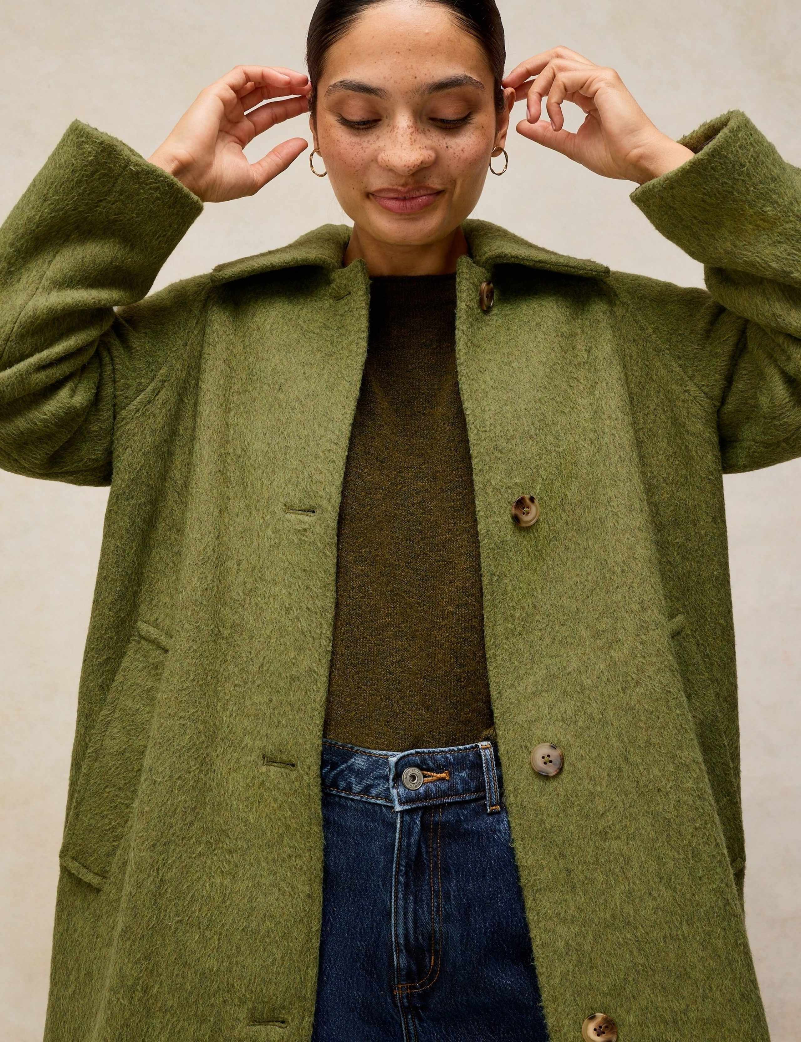 Wool Blend Textured Collared Coat 5 of 7