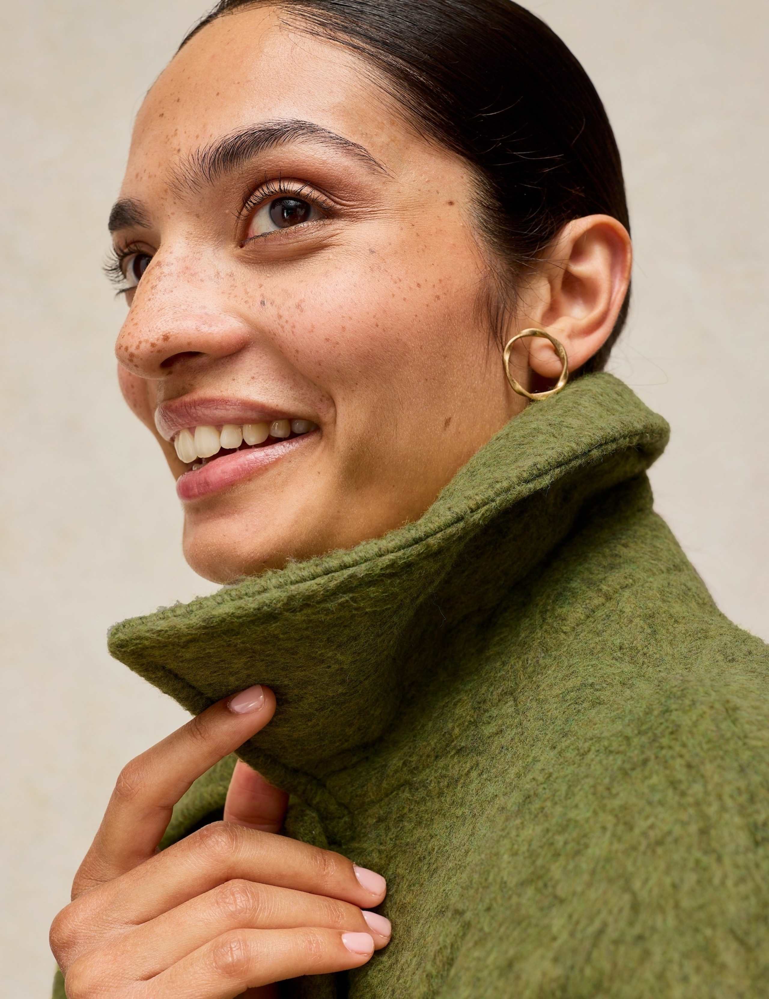 Wool Blend Textured Collared Coat 6 of 7