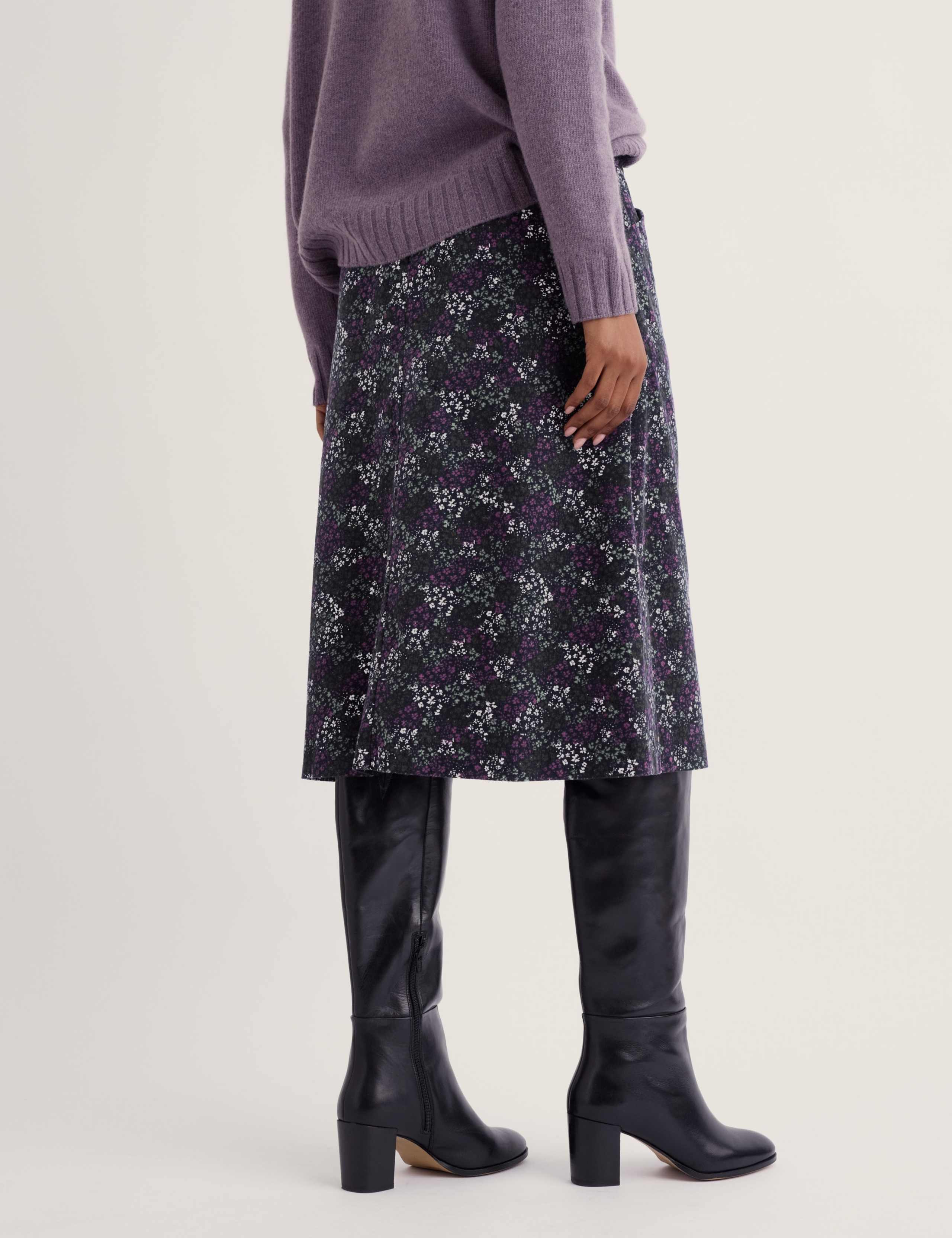 Pure Cotton Floral A-Line Midi Skirt 3 of 5