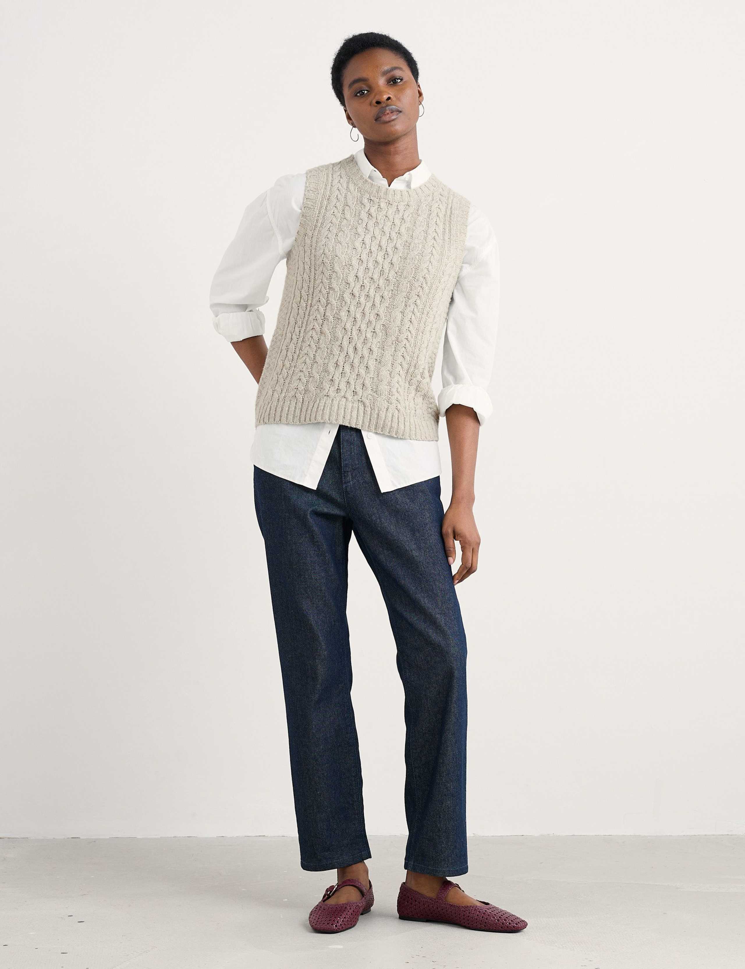 Merino Wool Rich Cable Knit Knitted Vest 4 of 5