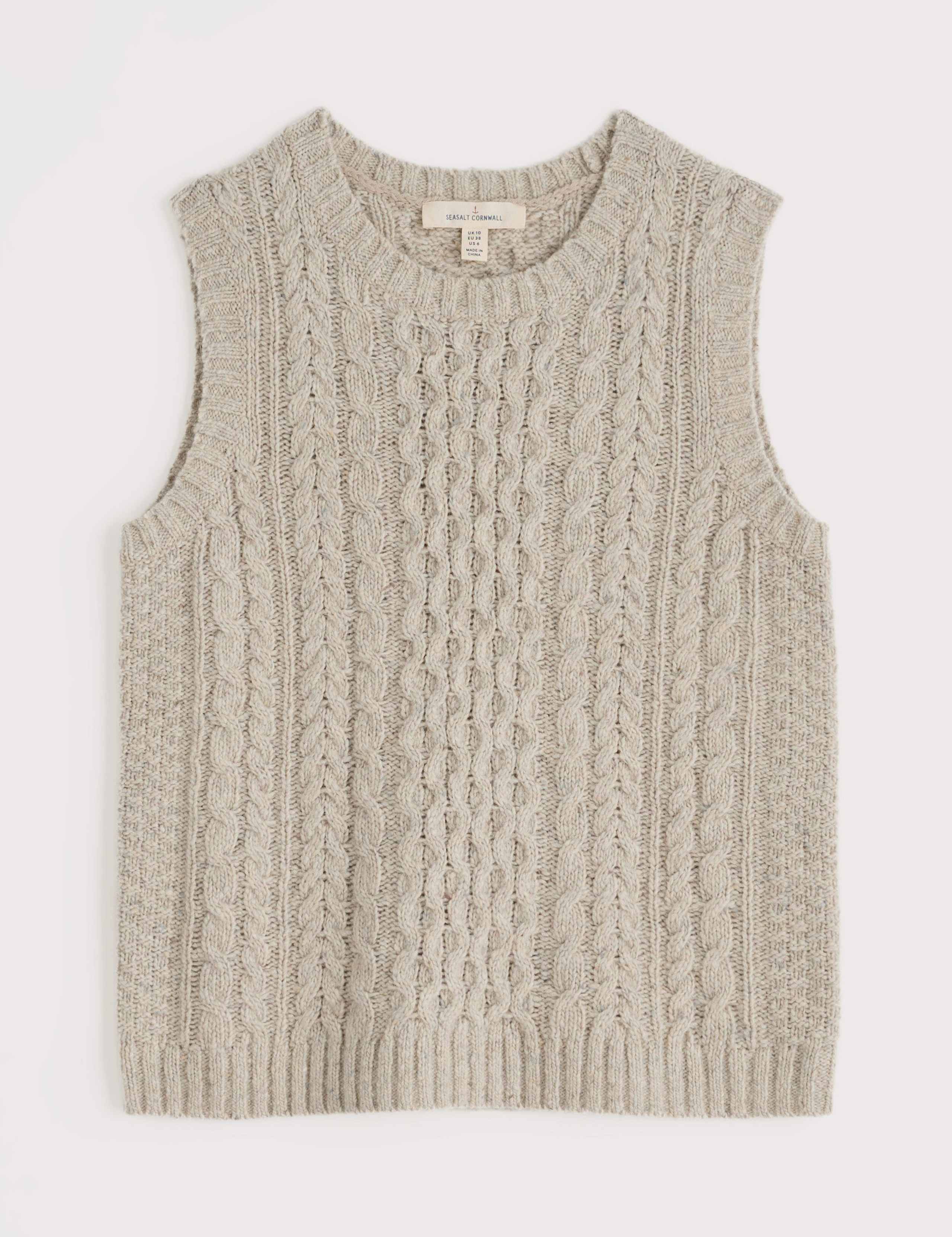 Merino Wool Rich Cable Knit Knitted Vest 2 of 5