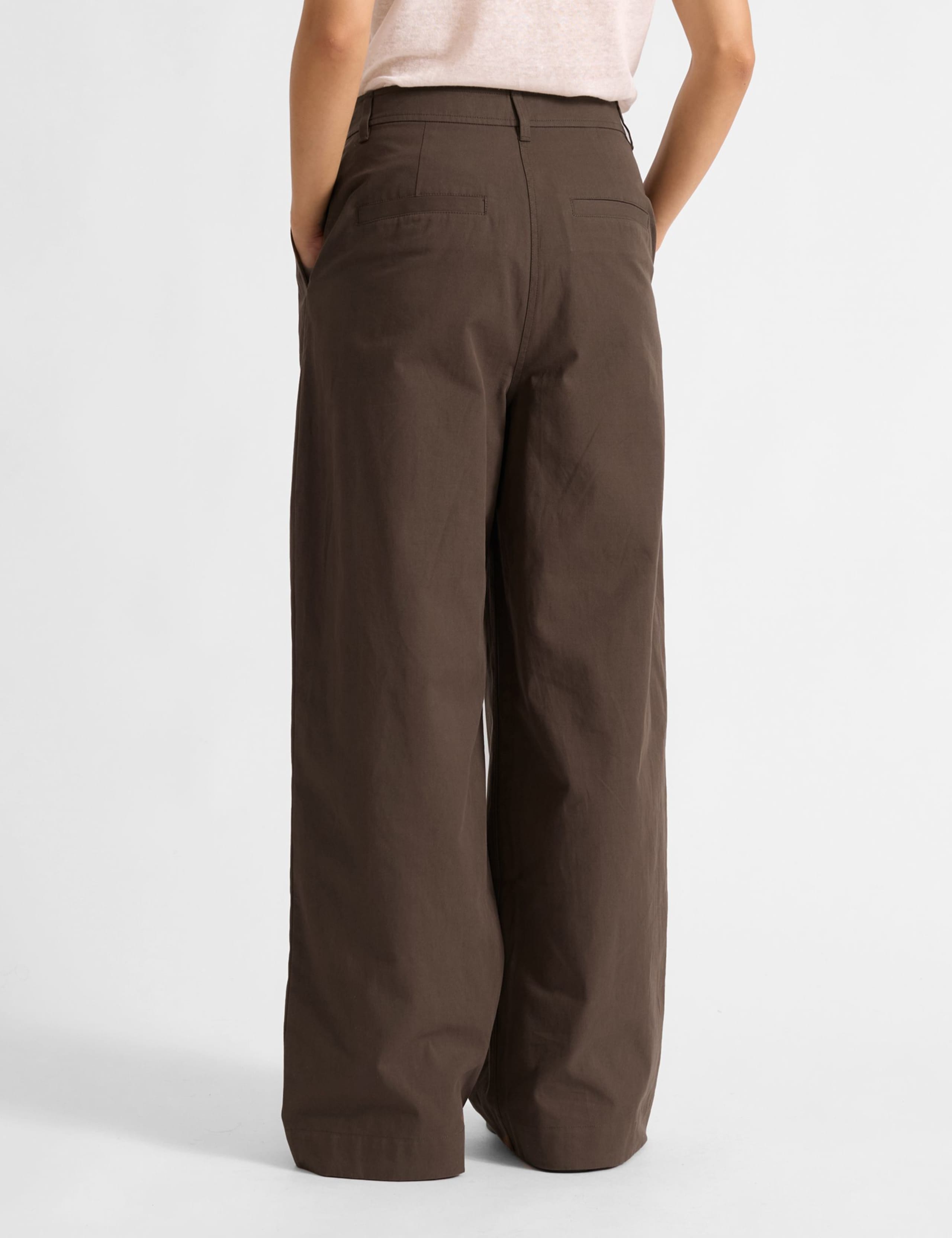 Pure Cotton Pleat Front Wide Leg Trousers 3 of 4