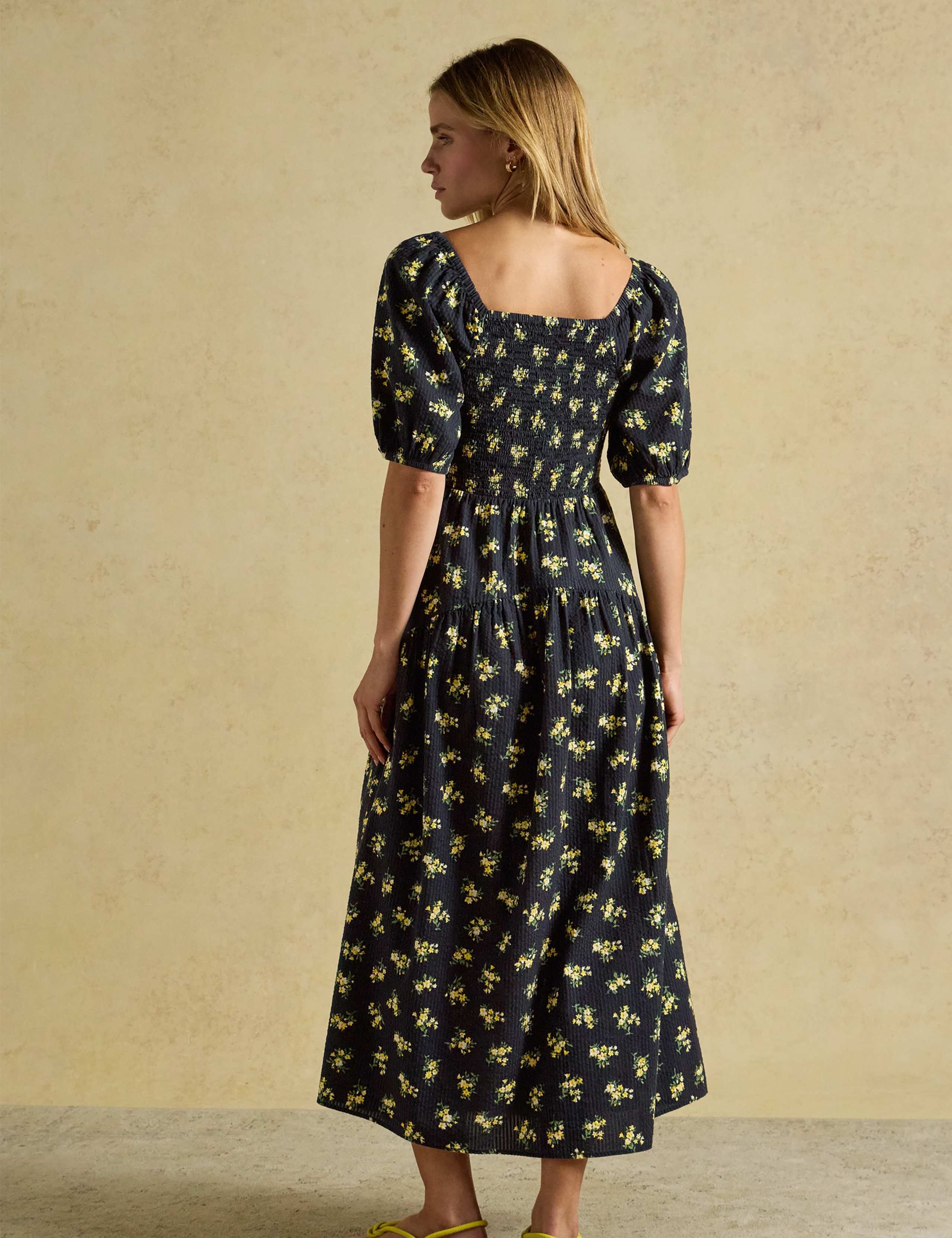 Pure Cotton Floral Square Neck Midi Dress 3 of 6