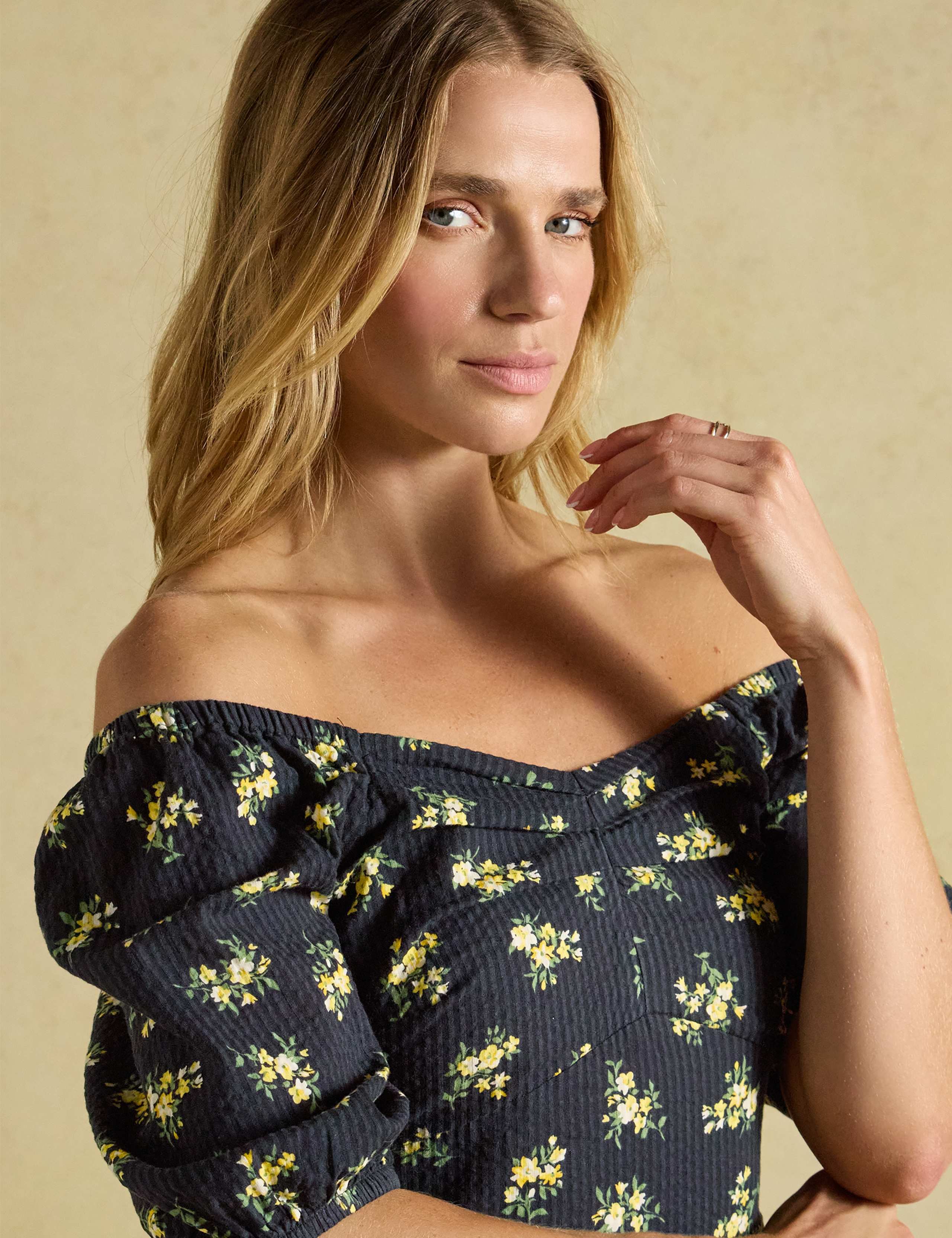 Pure Cotton Floral Square Neck Midi Dress 5 of 6