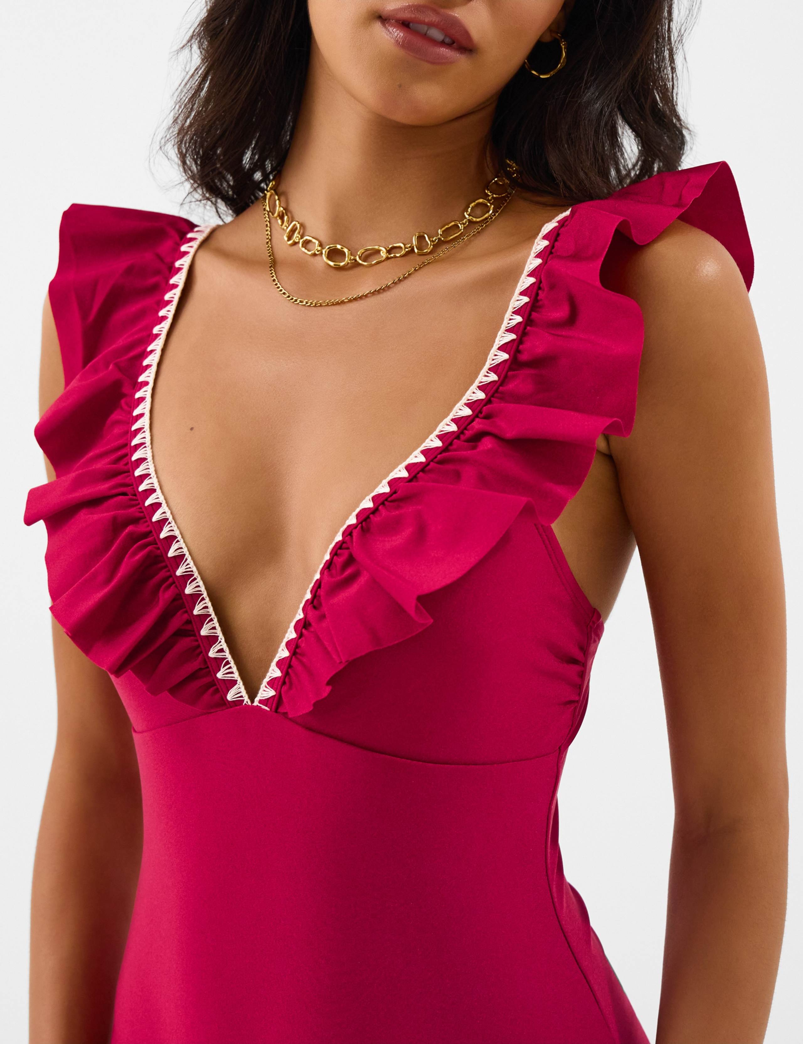 Padded Frill V-Neck Swimsuit 3 of 4