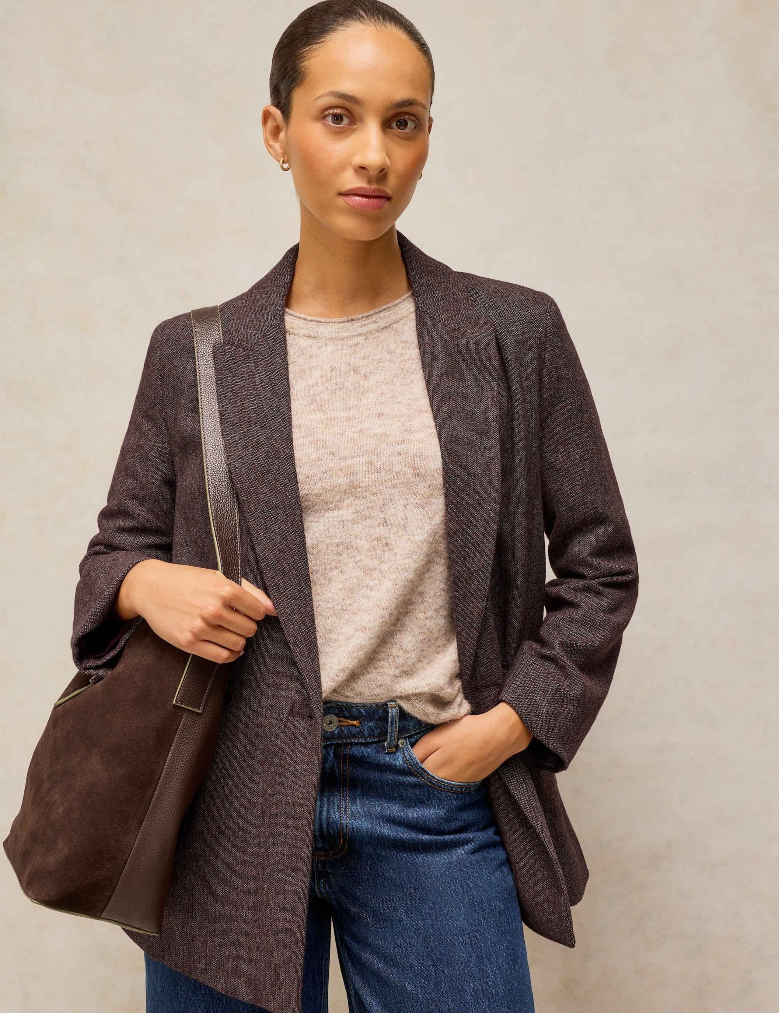 Wool Blend Textured Tweed Blazer 1 of 7