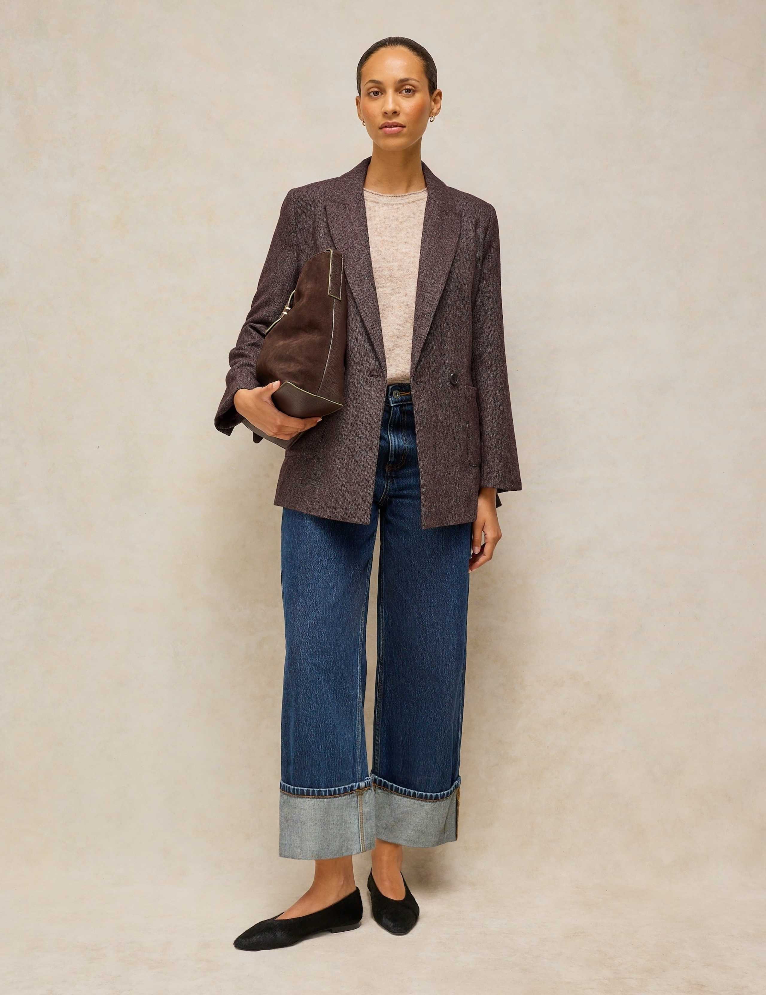 Wool Blend Textured Tweed Blazer 3 of 7