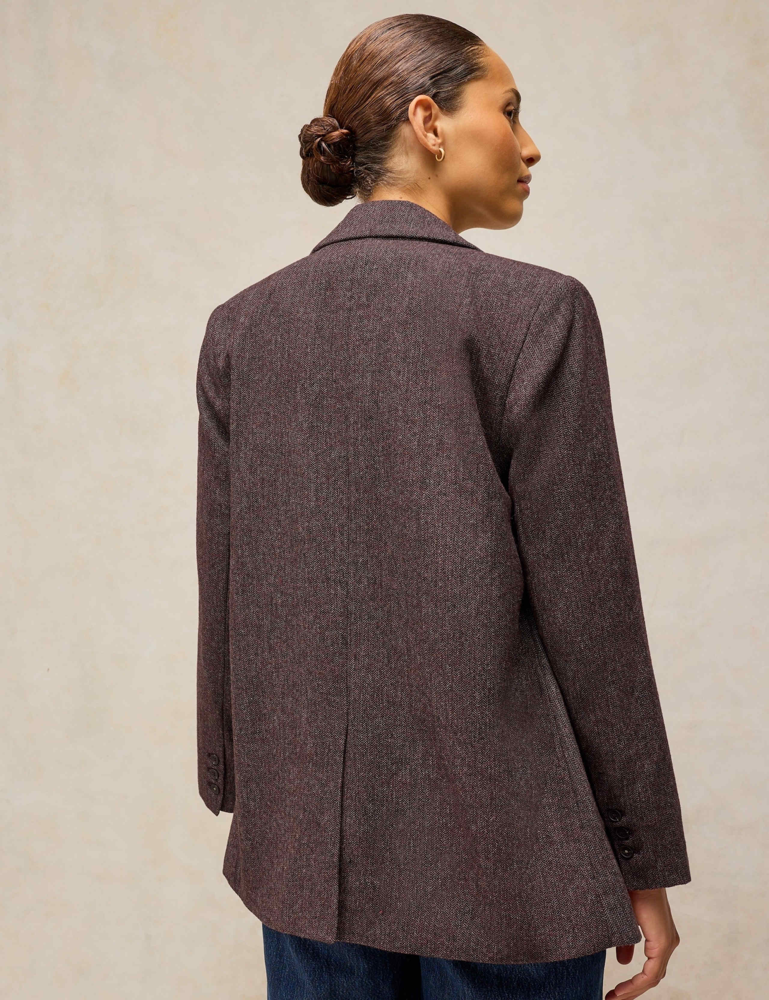 Wool Blend Textured Tweed Blazer 5 of 7
