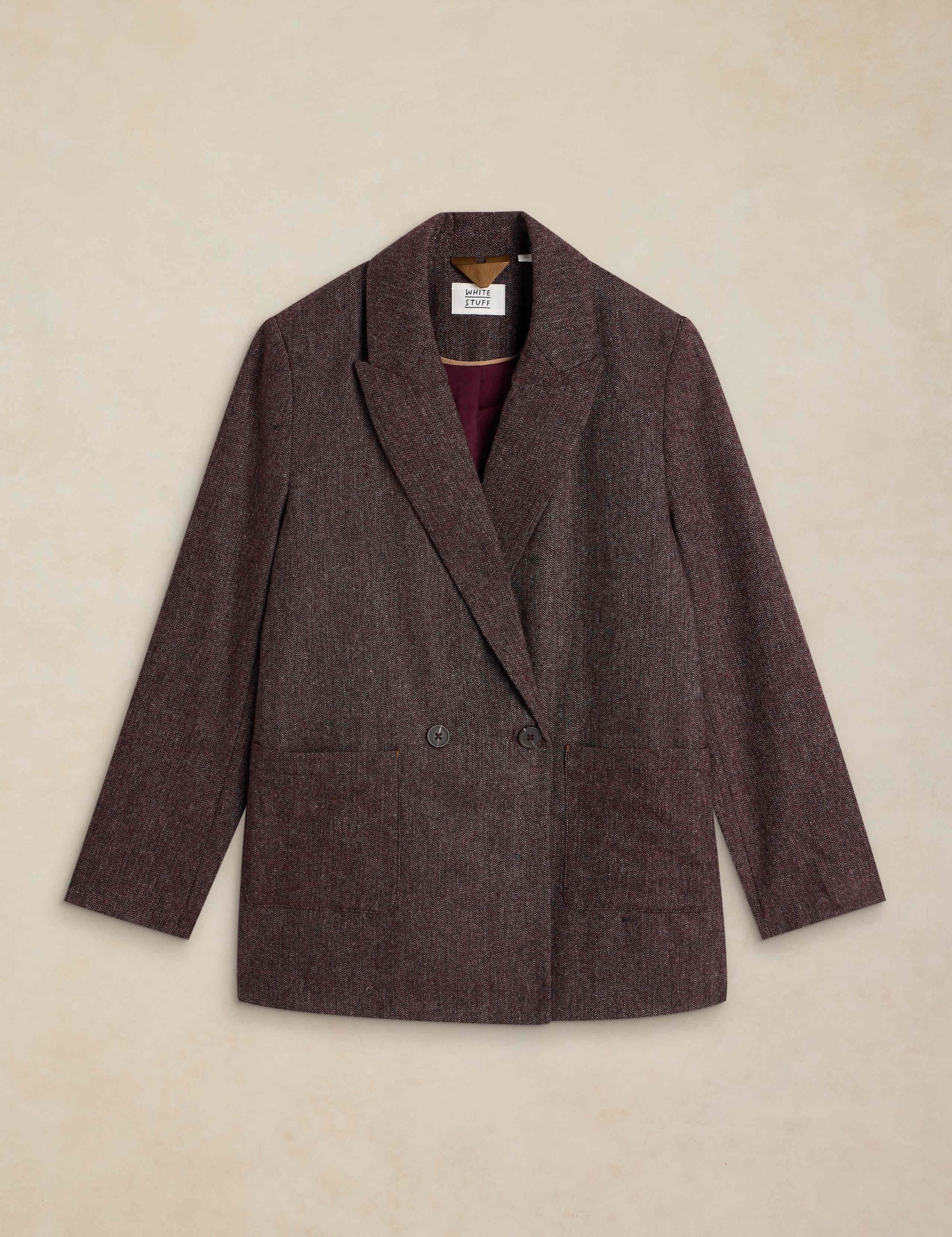 Wool Blend Textured Tweed Blazer 2 of 7