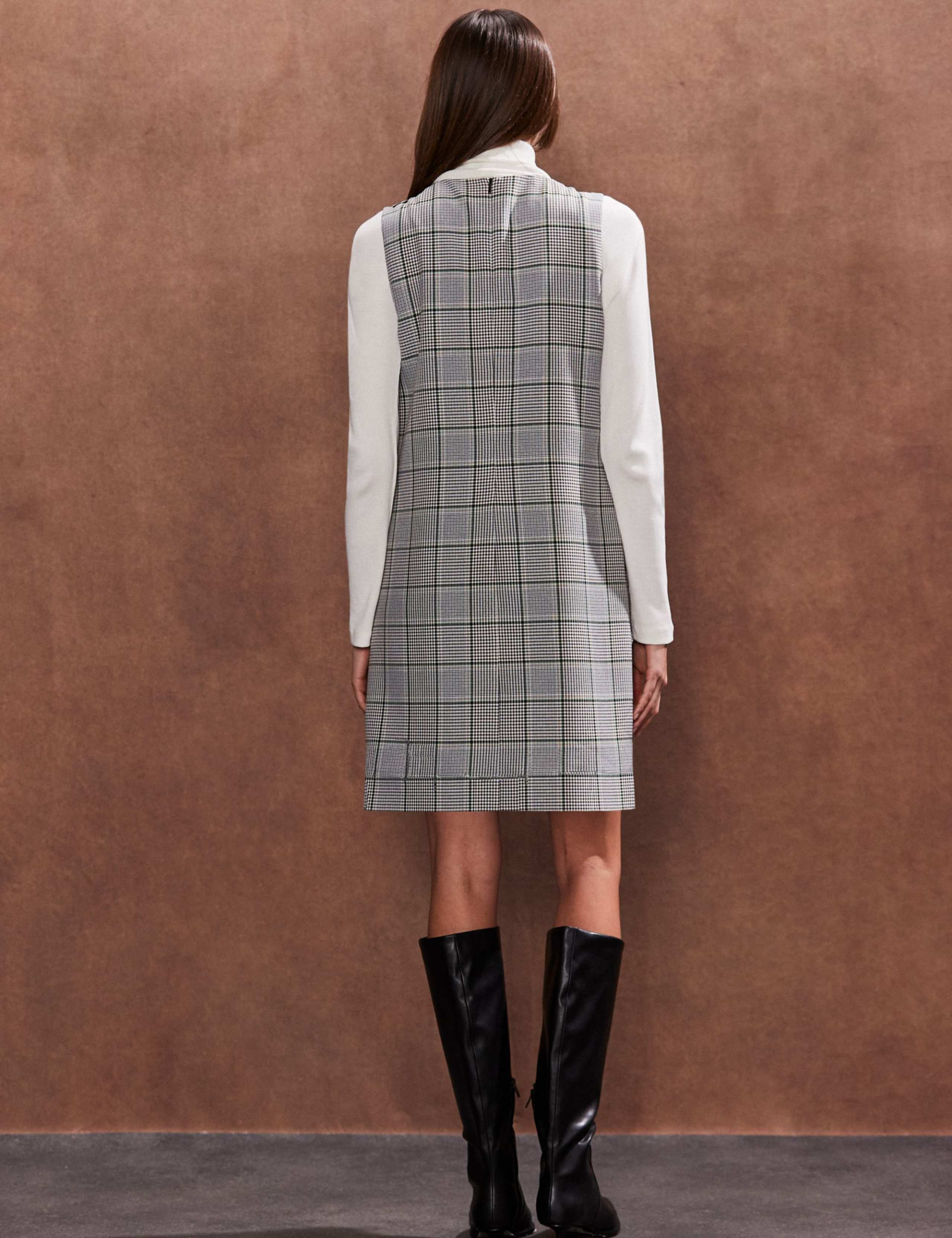 Checked V-Neck Mini Shift Dress 2 of 3