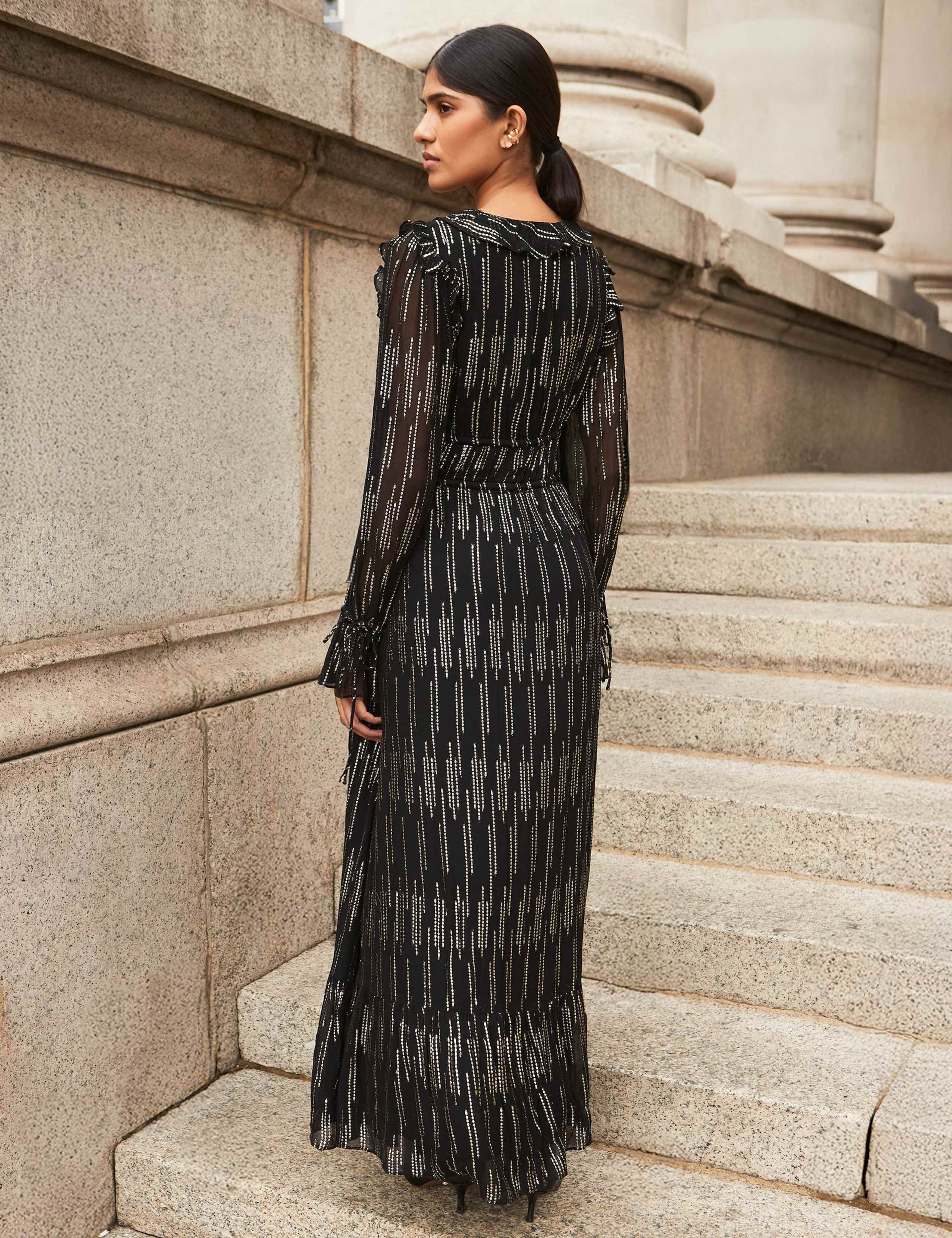 Gold Foil Tie Waist Midaxi Wrap Dress 5 of 5