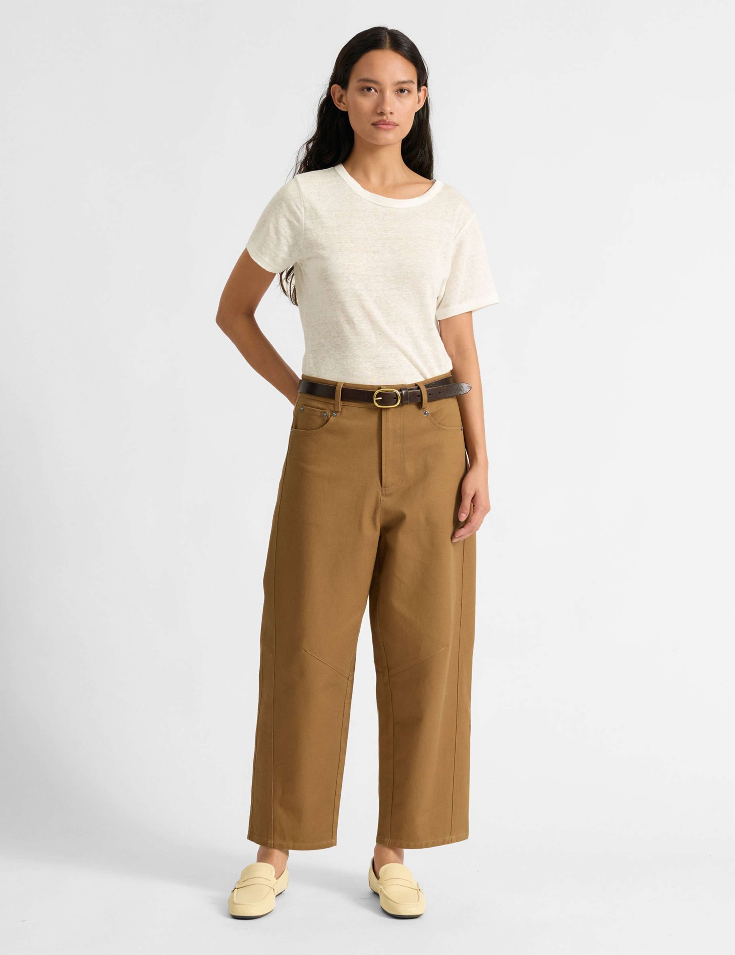 Pure Cotton Barrel Leg Trousers 1 of 5