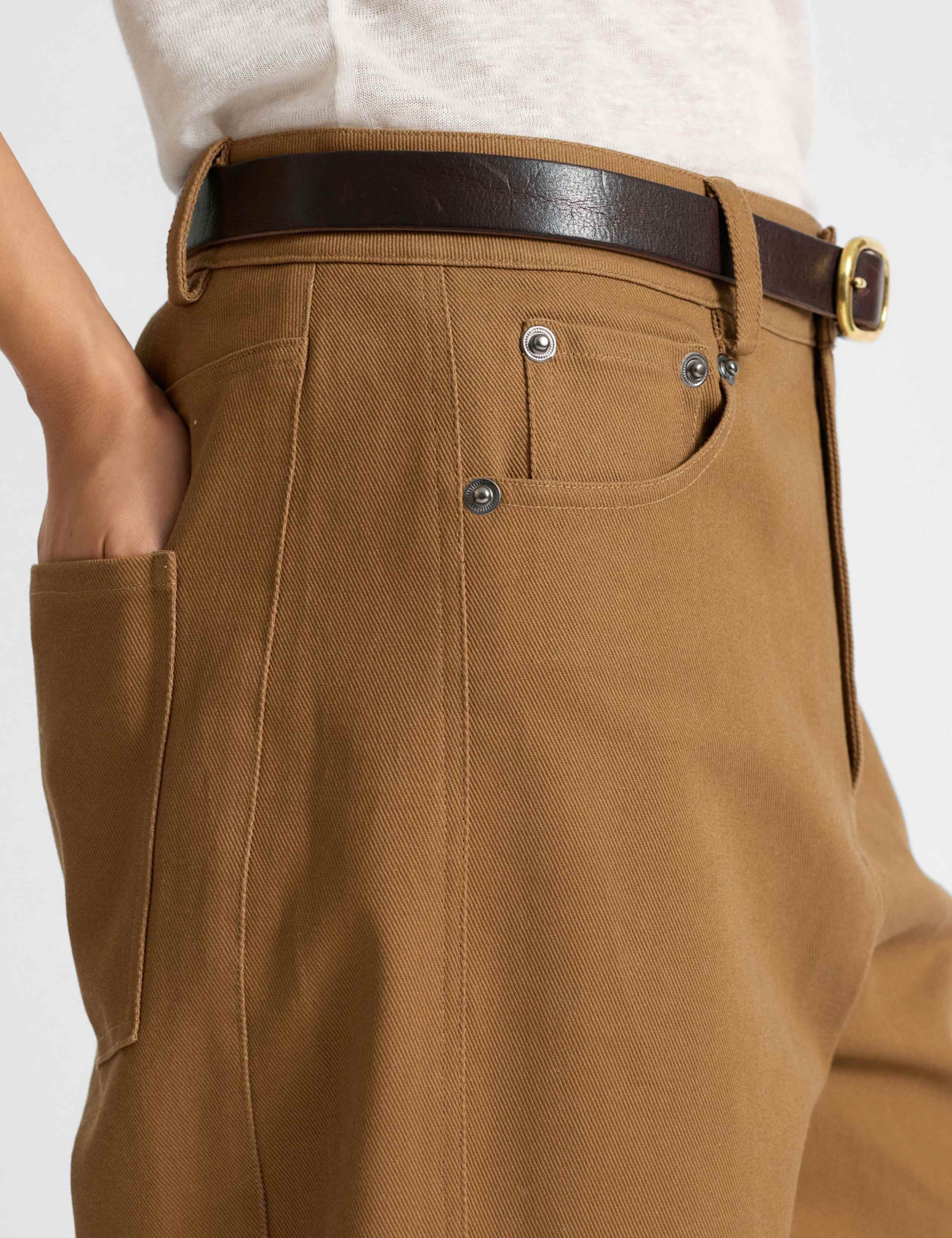 Pure Cotton Barrel Leg Trousers 3 of 5