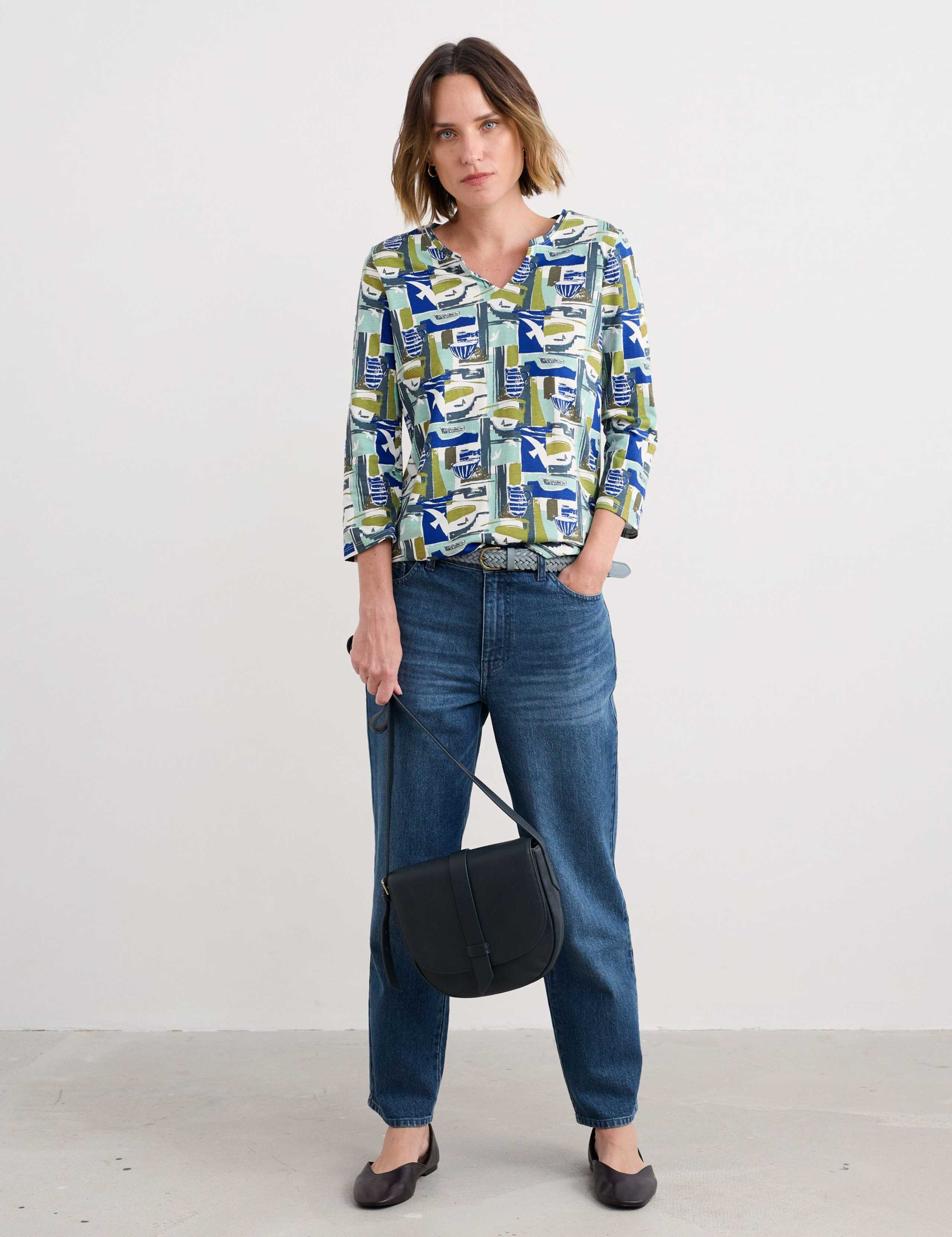 Printed Notch Neck Top 3 of 3