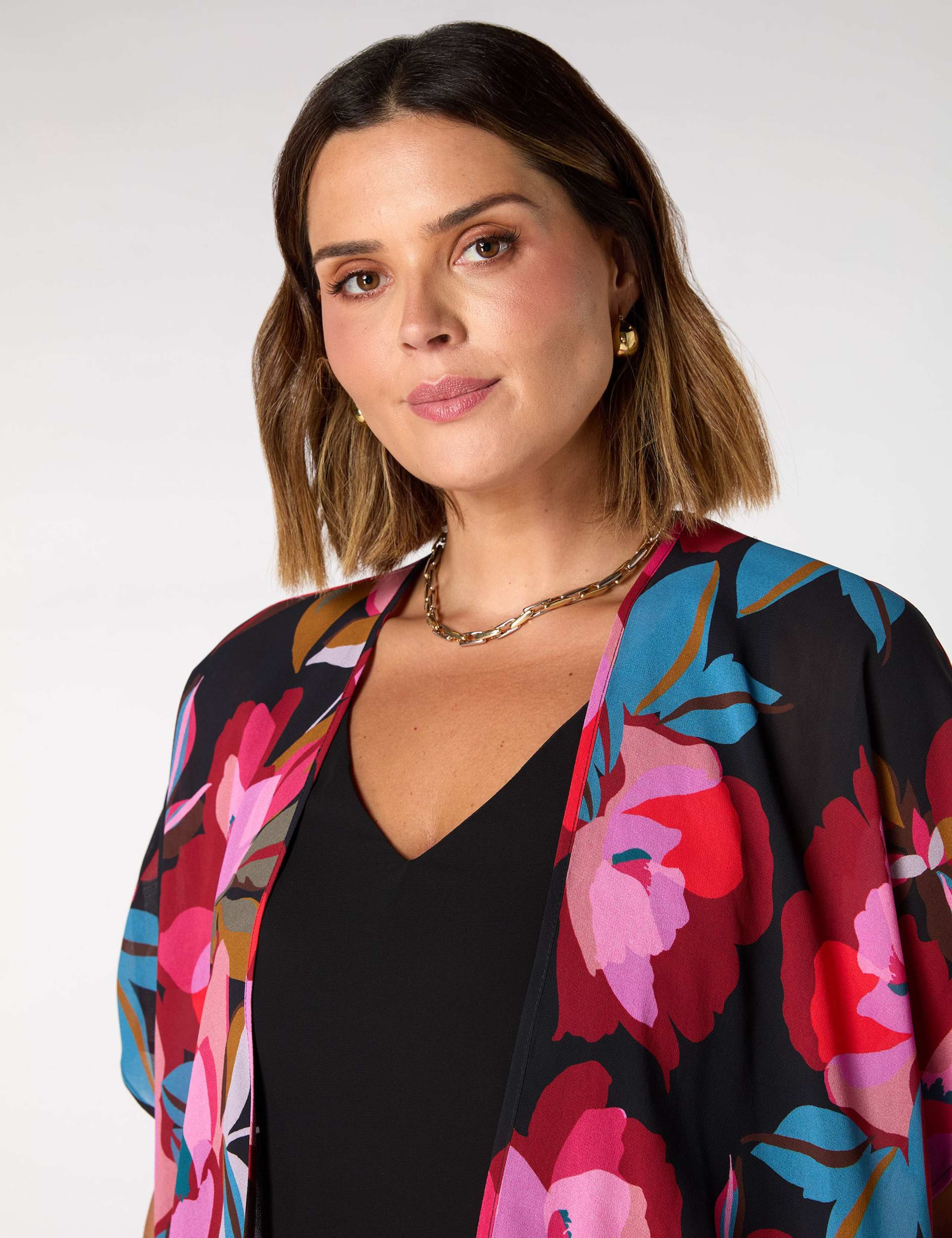 Floral Collarless Kimono Top 4 of 5