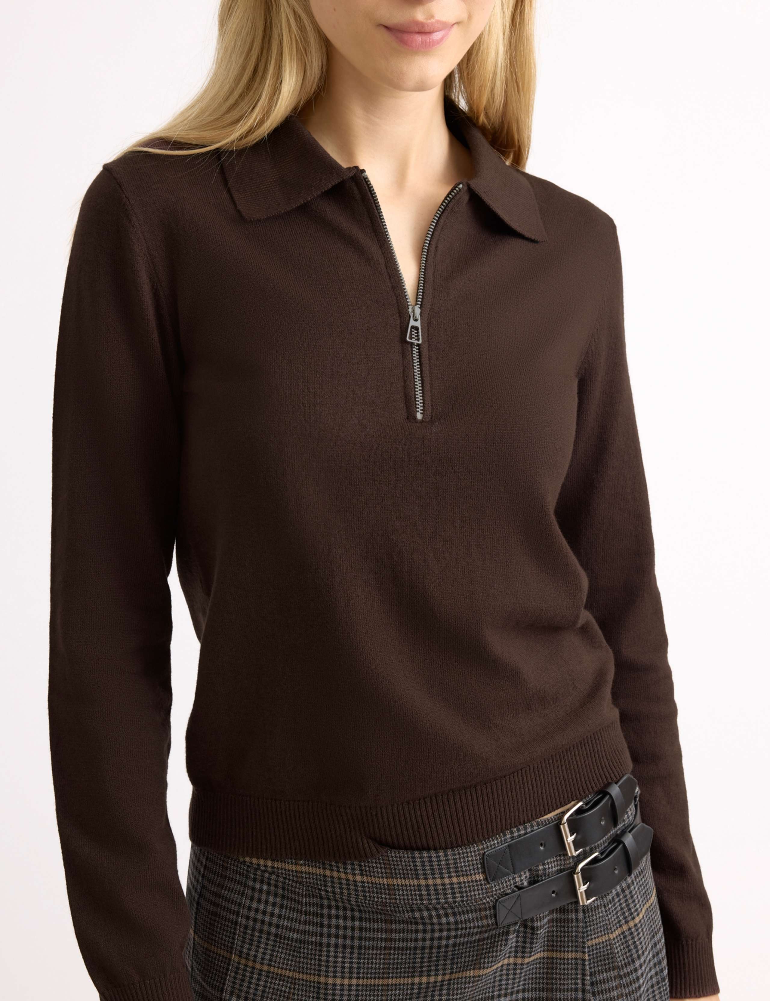 Cotton Blend Collared Half Zip Jumper 3 of 5