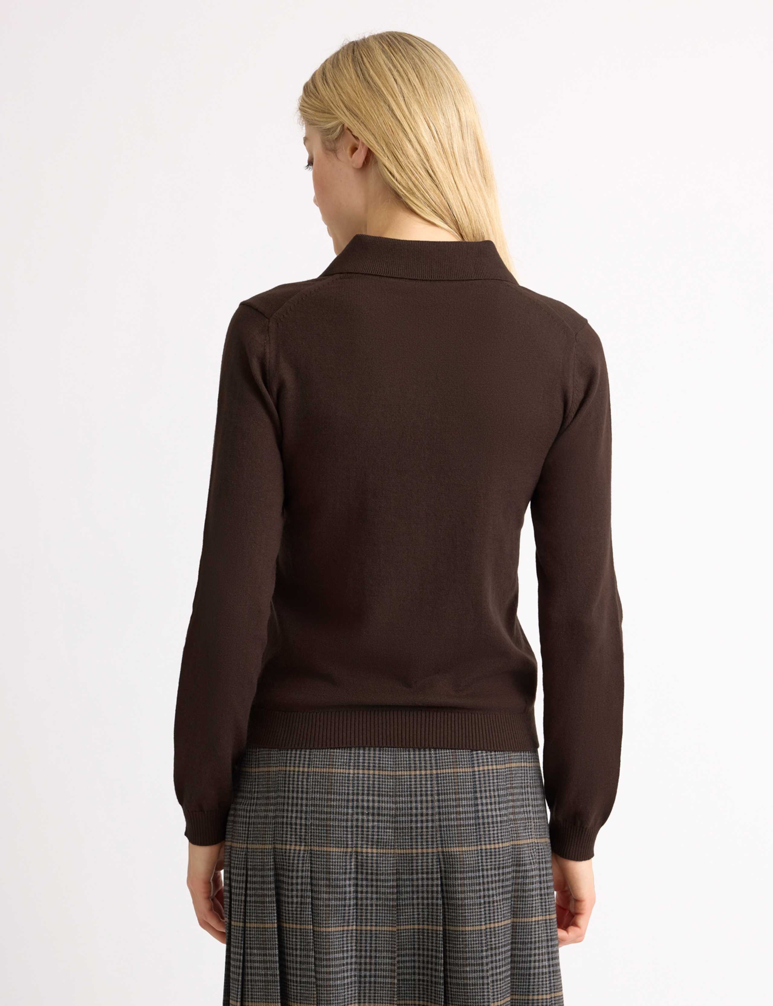 Cotton Blend Collared Half Zip Jumper 4 of 5