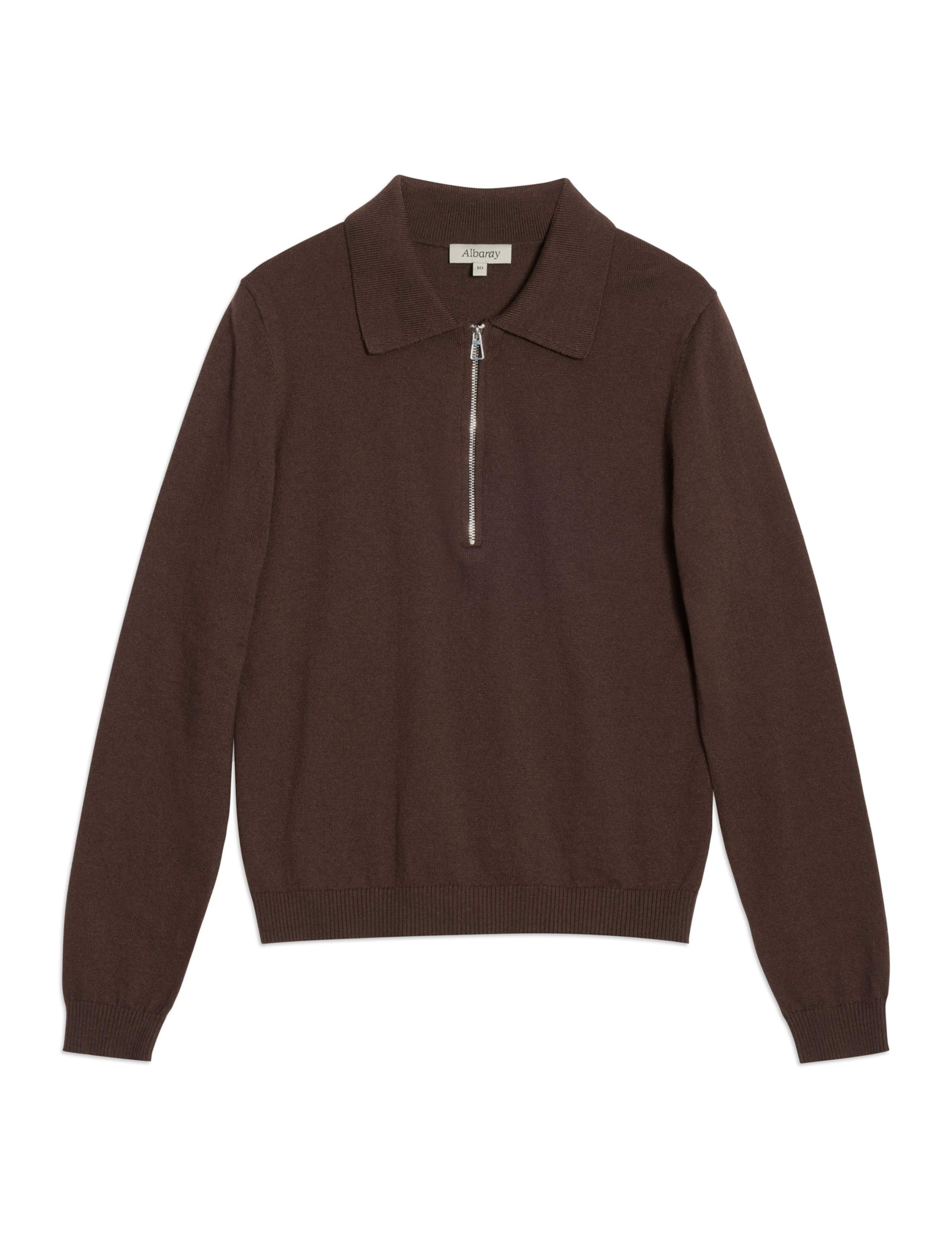 Cotton Blend Collared Half Zip Jumper 2 of 5