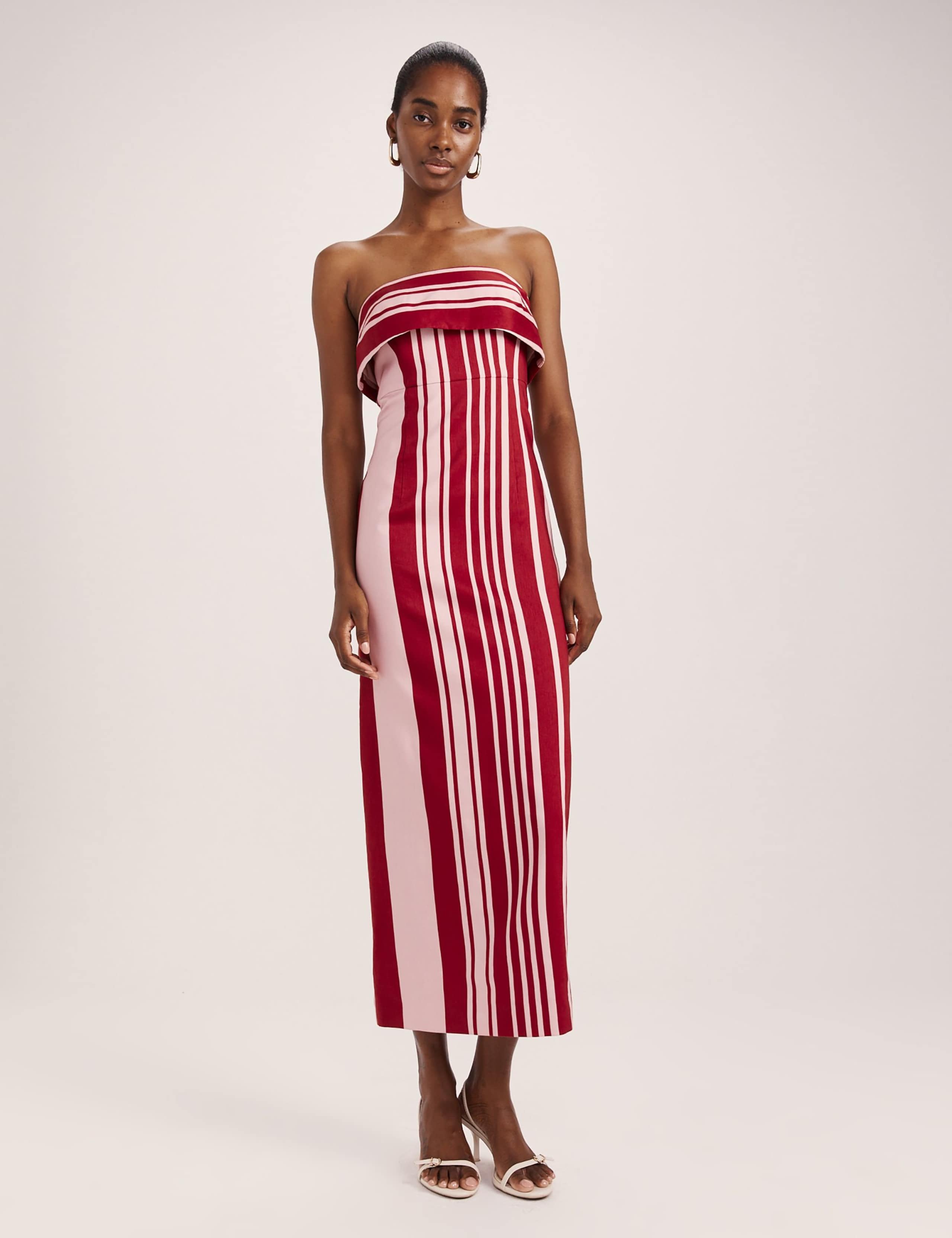 Linen Rich Striped Bandeau Midi Dress 2 of 8