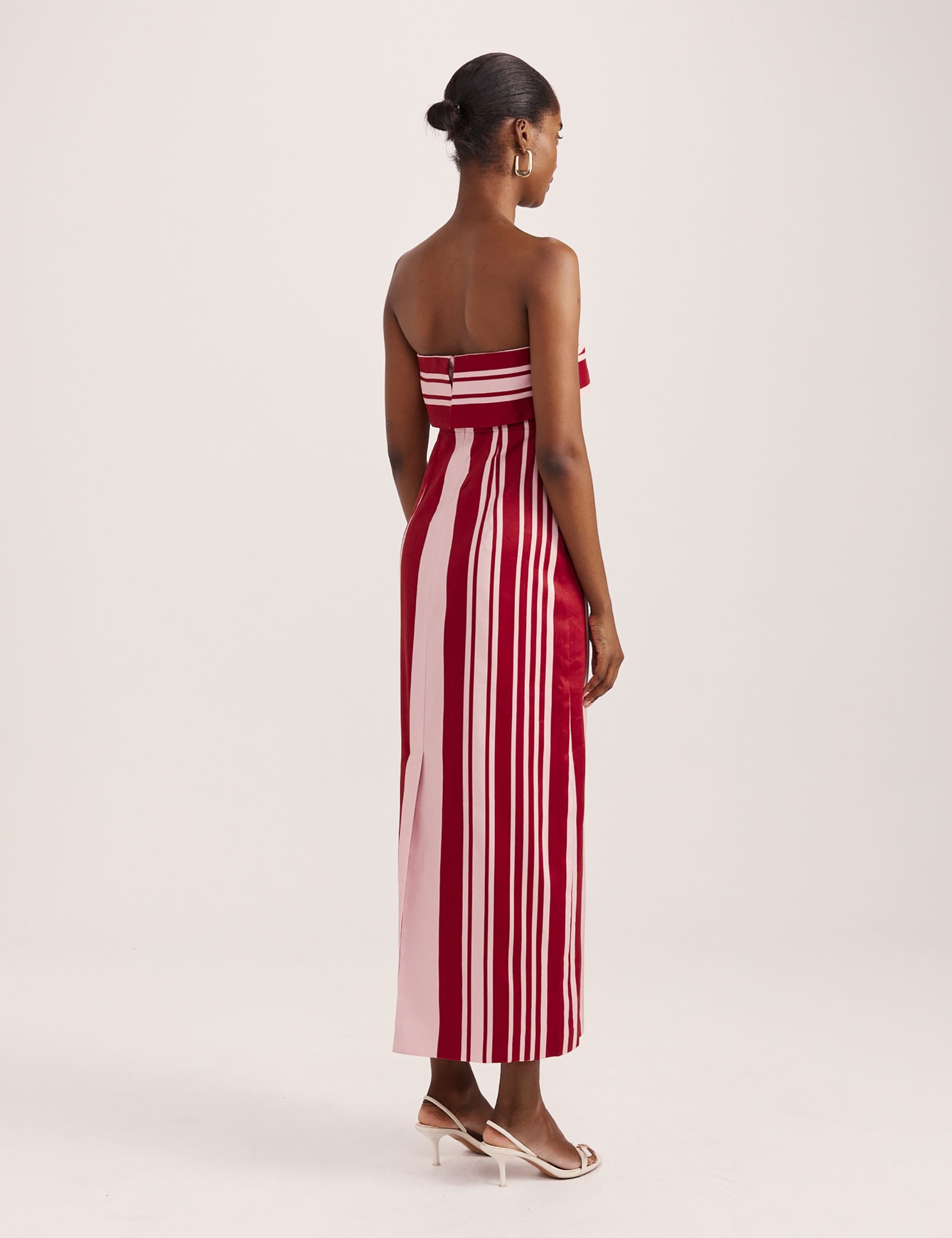 Linen Rich Striped Bandeau Midi Dress 3 of 8