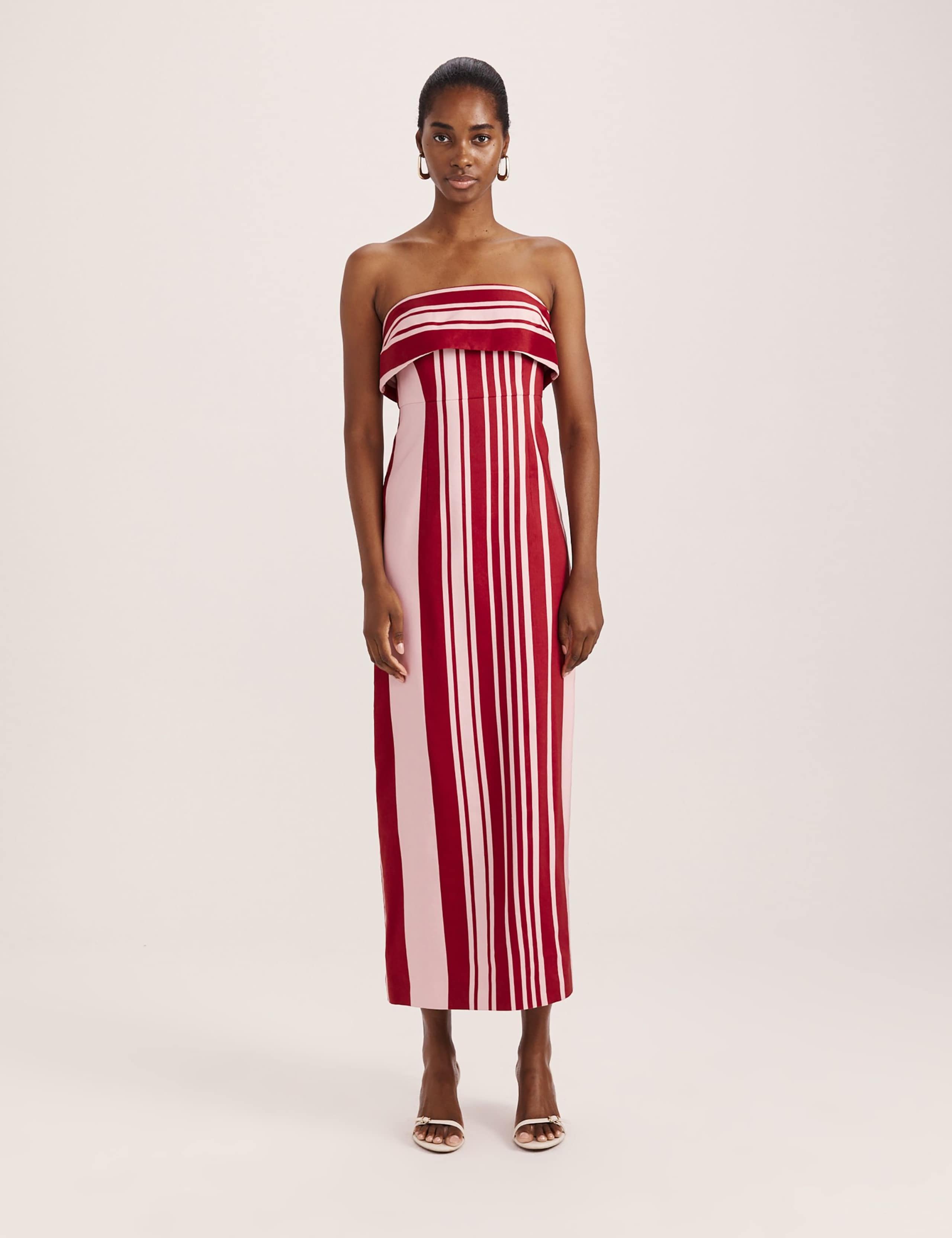 Linen Rich Striped Bandeau Midi Dress 4 of 8