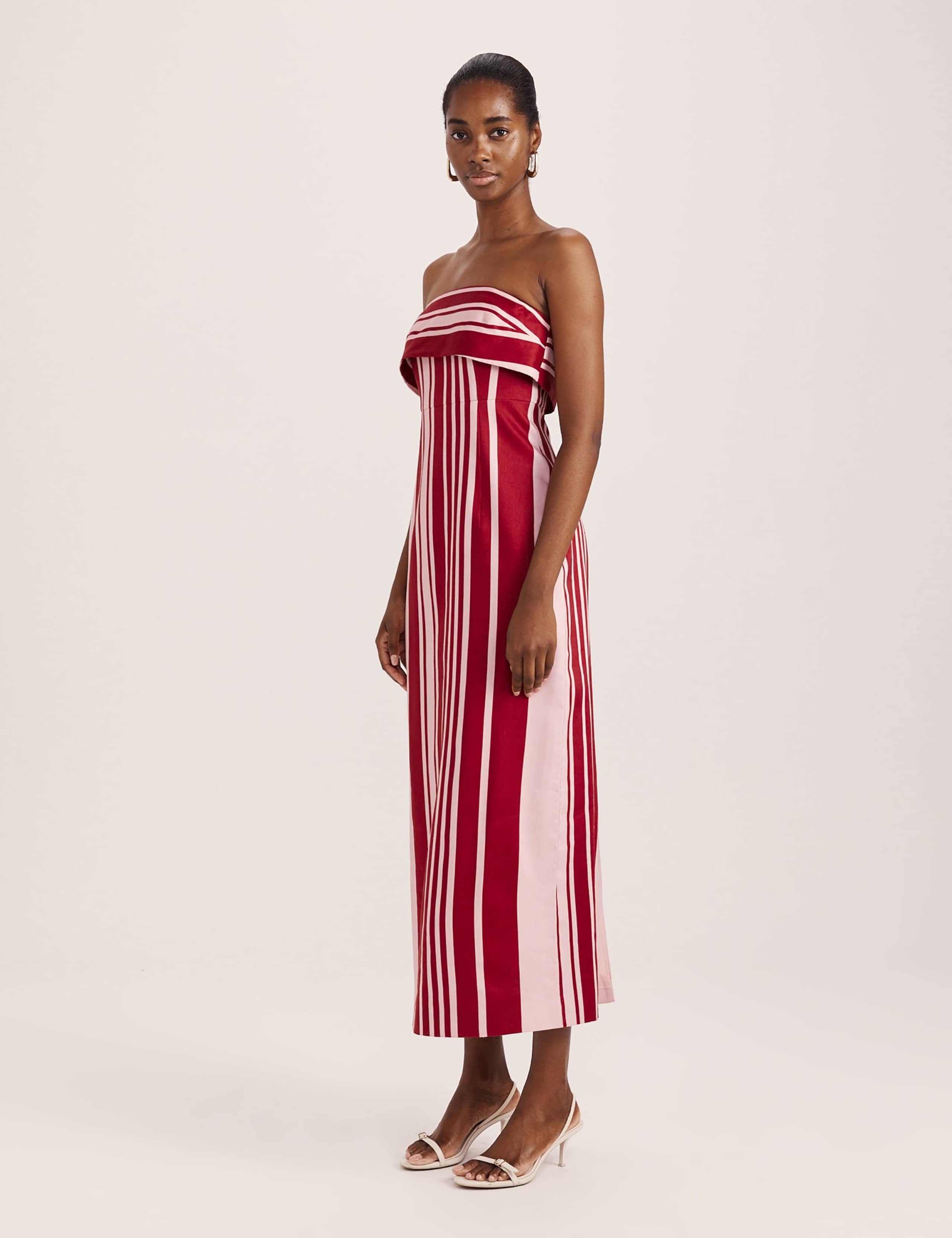 Linen Rich Striped Bandeau Midi Dress 5 of 8