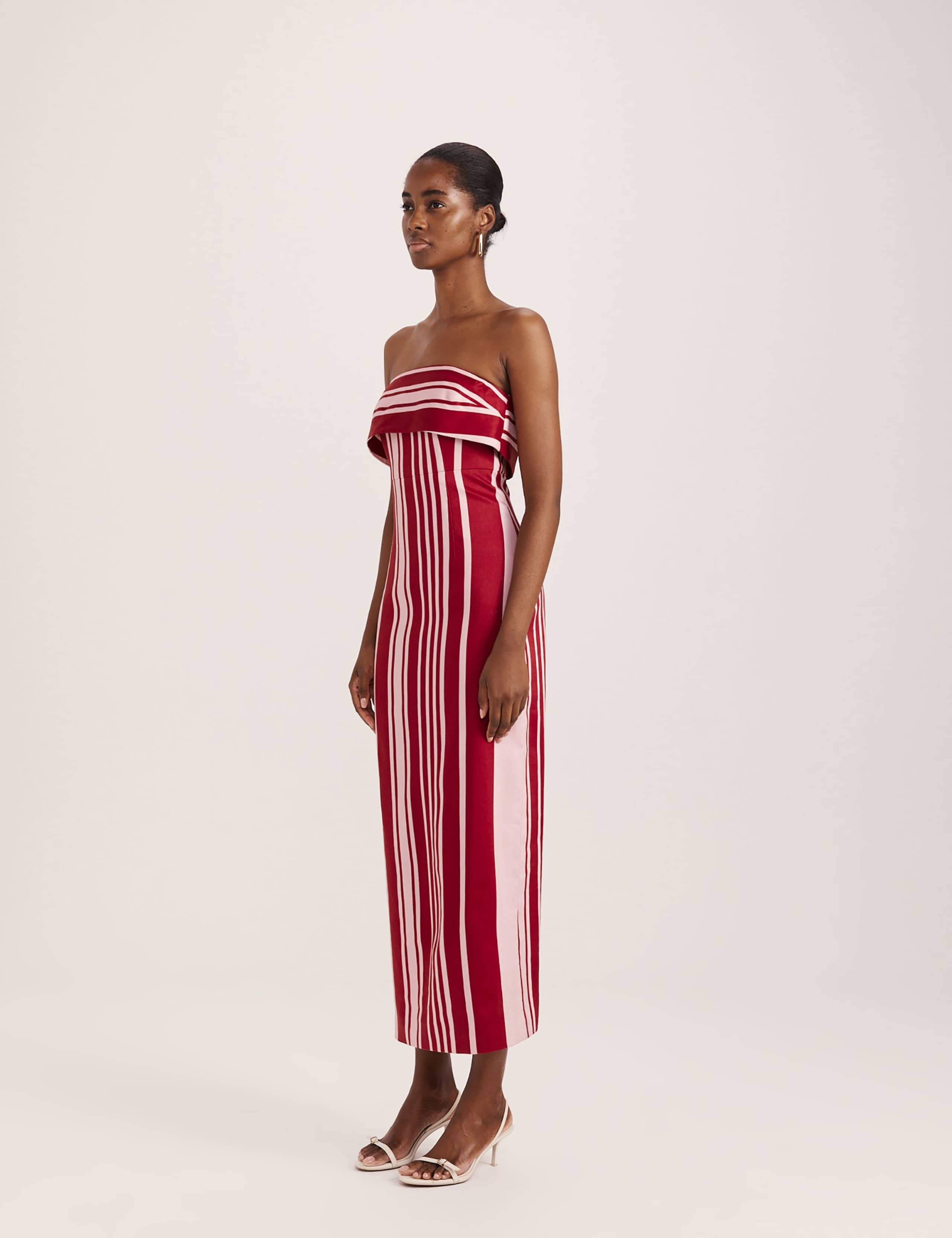 Linen Rich Striped Bandeau Midi Dress 6 of 8