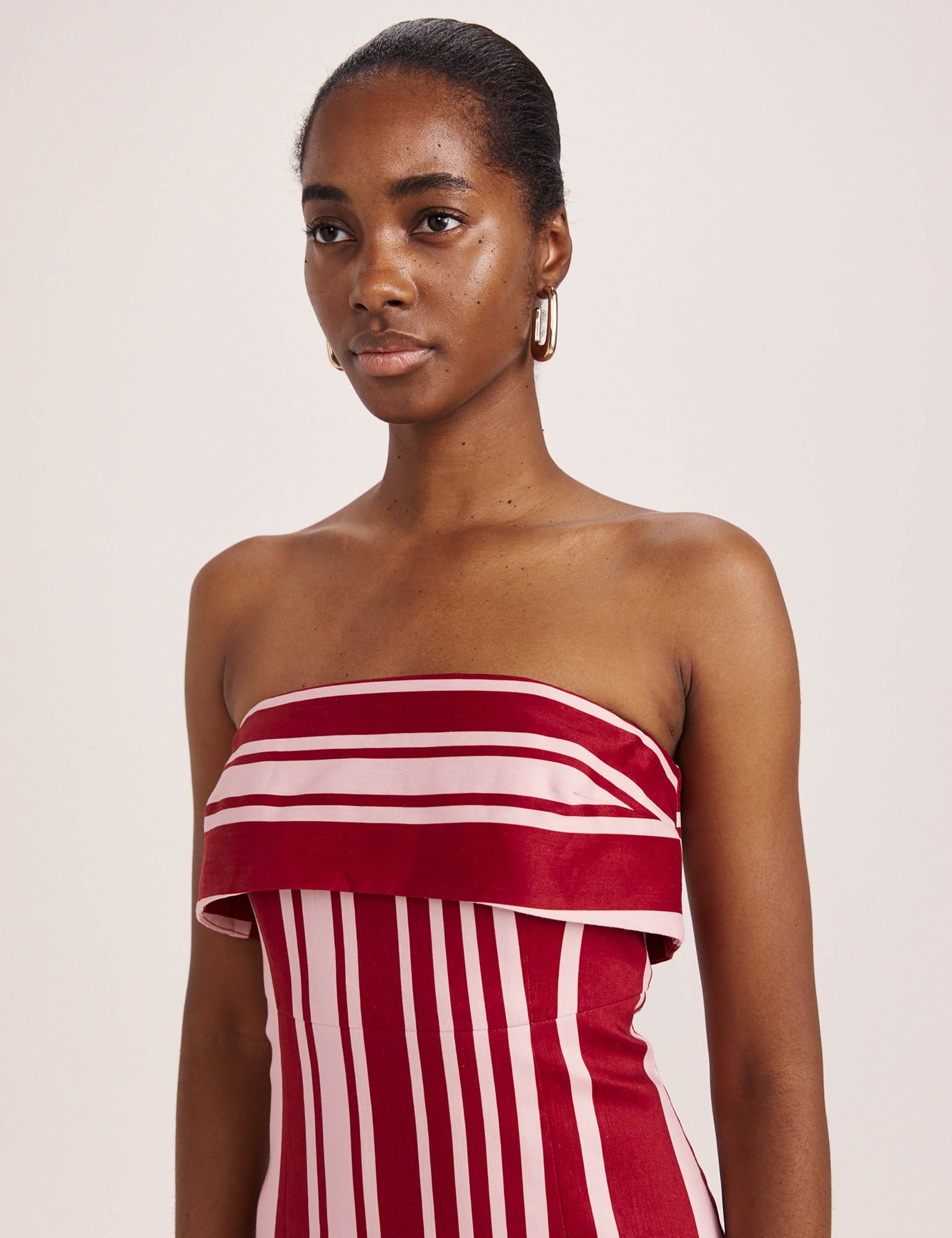 Linen Rich Striped Bandeau Midi Dress 7 of 8