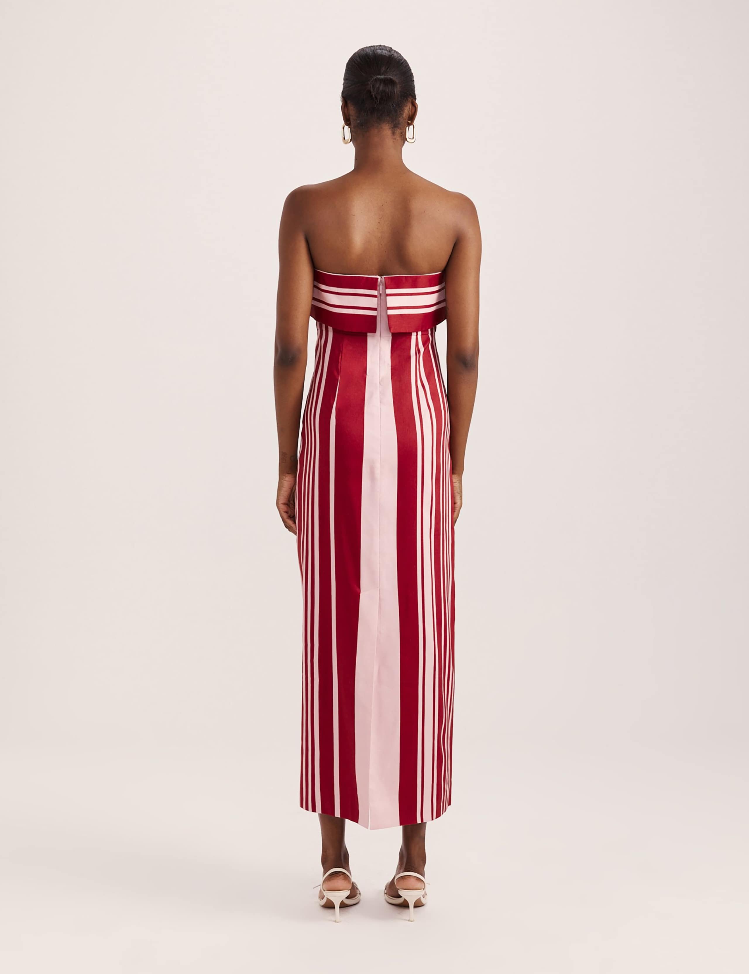 Linen Rich Striped Bandeau Midi Dress 8 of 8