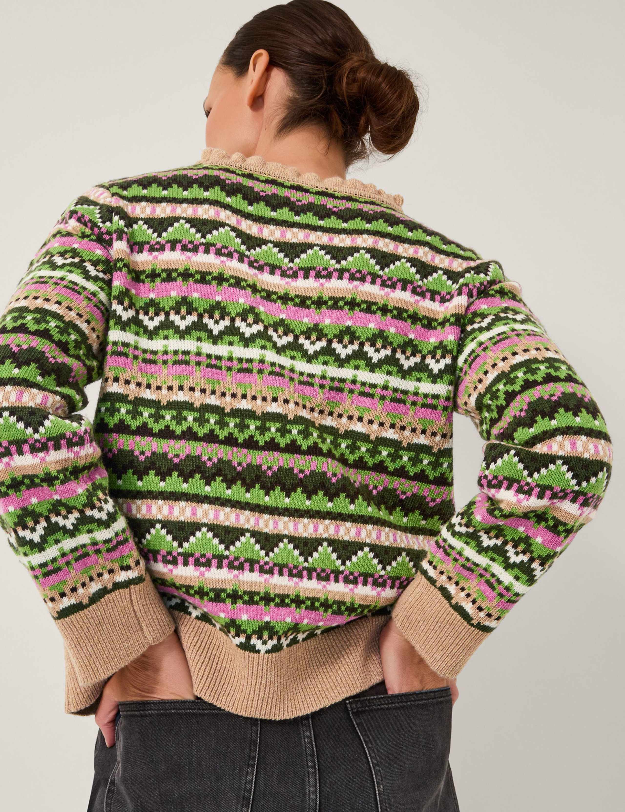 Wool Blend Fair Isle Round Neck Jumper 3 of 5